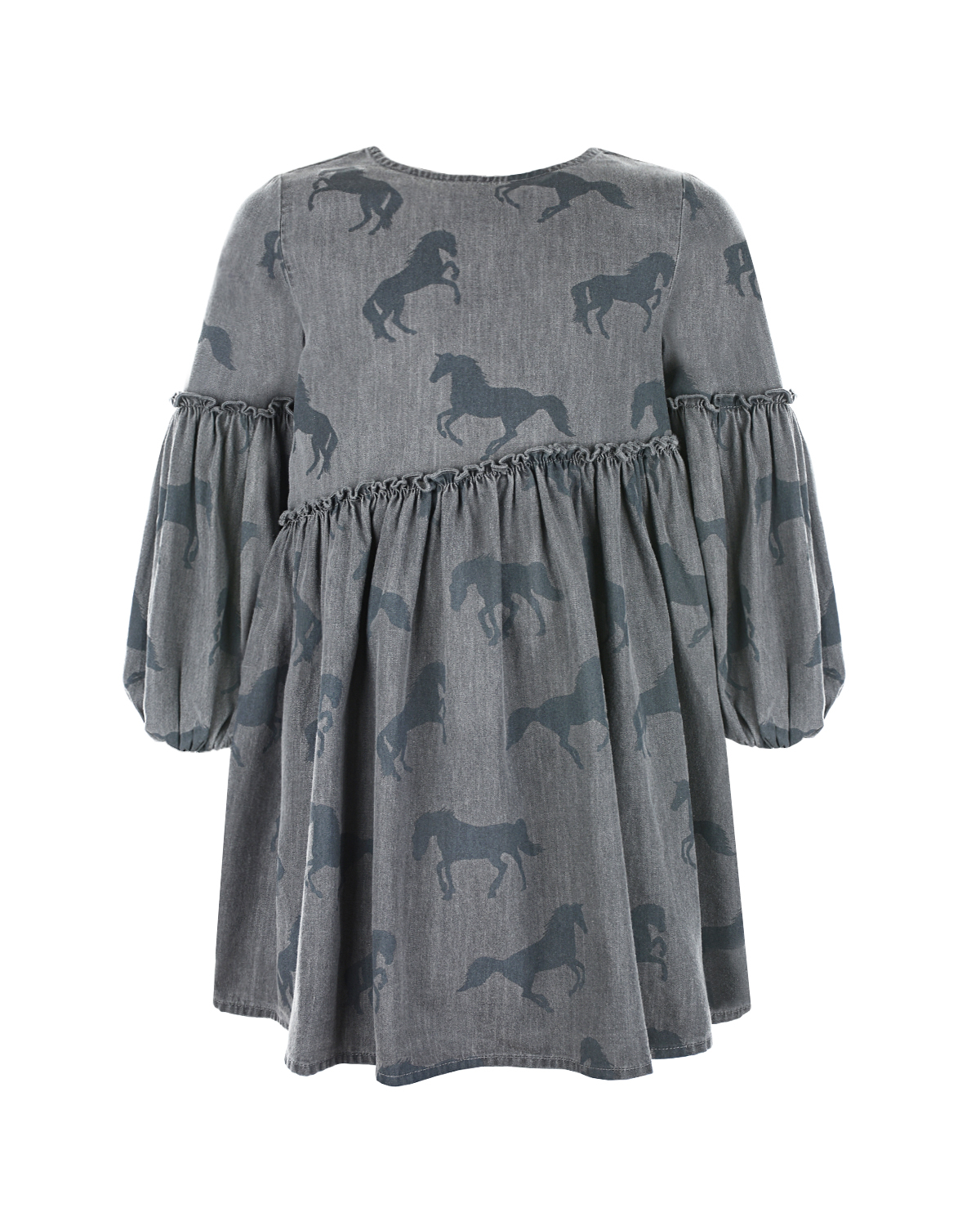 Серое платье с принтом "Лошади" Stella McCartney детское, размер 104, цвет серый - фото 1