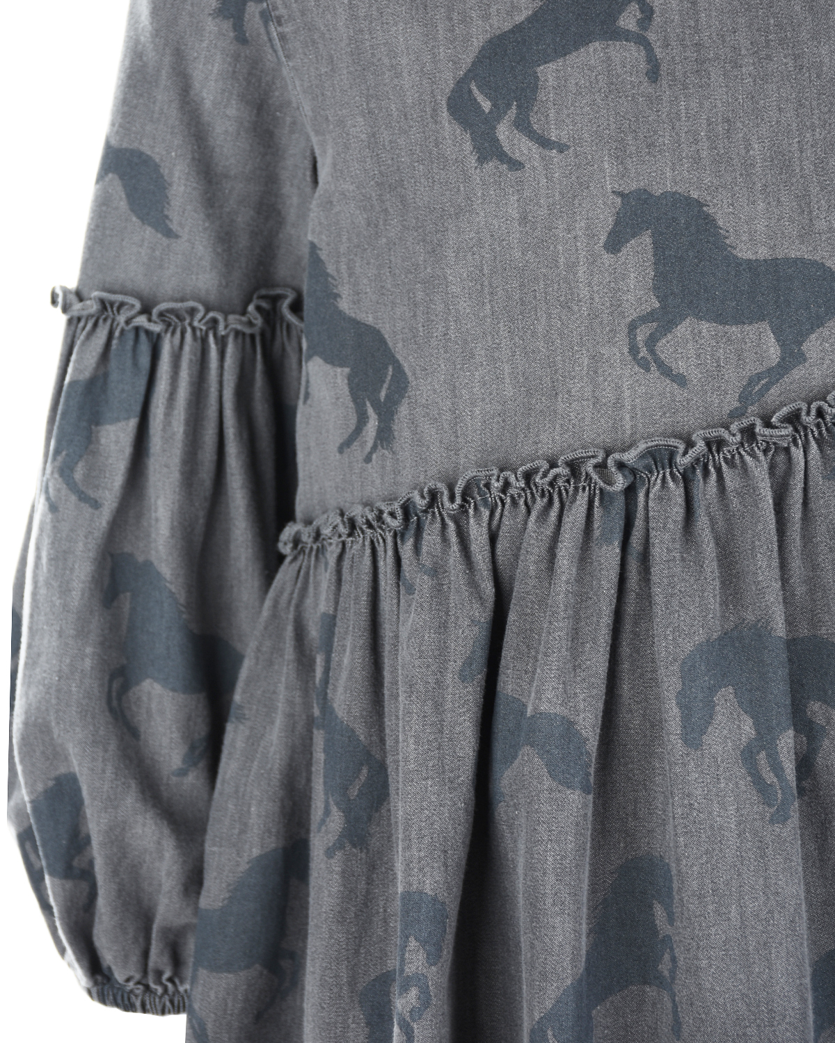 Серое платье с принтом "Лошади" Stella McCartney детское, размер 104, цвет серый - фото 3