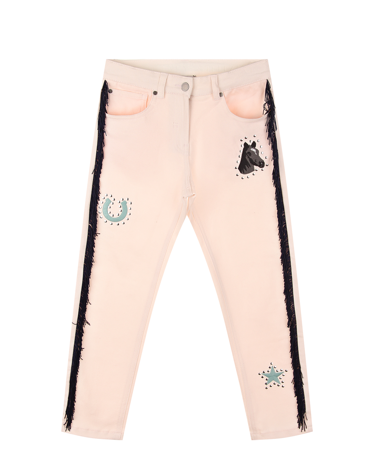 Кремовые брюки с бахромой Stella McCartney детские, размер 128, цвет кремовый - фото 1
