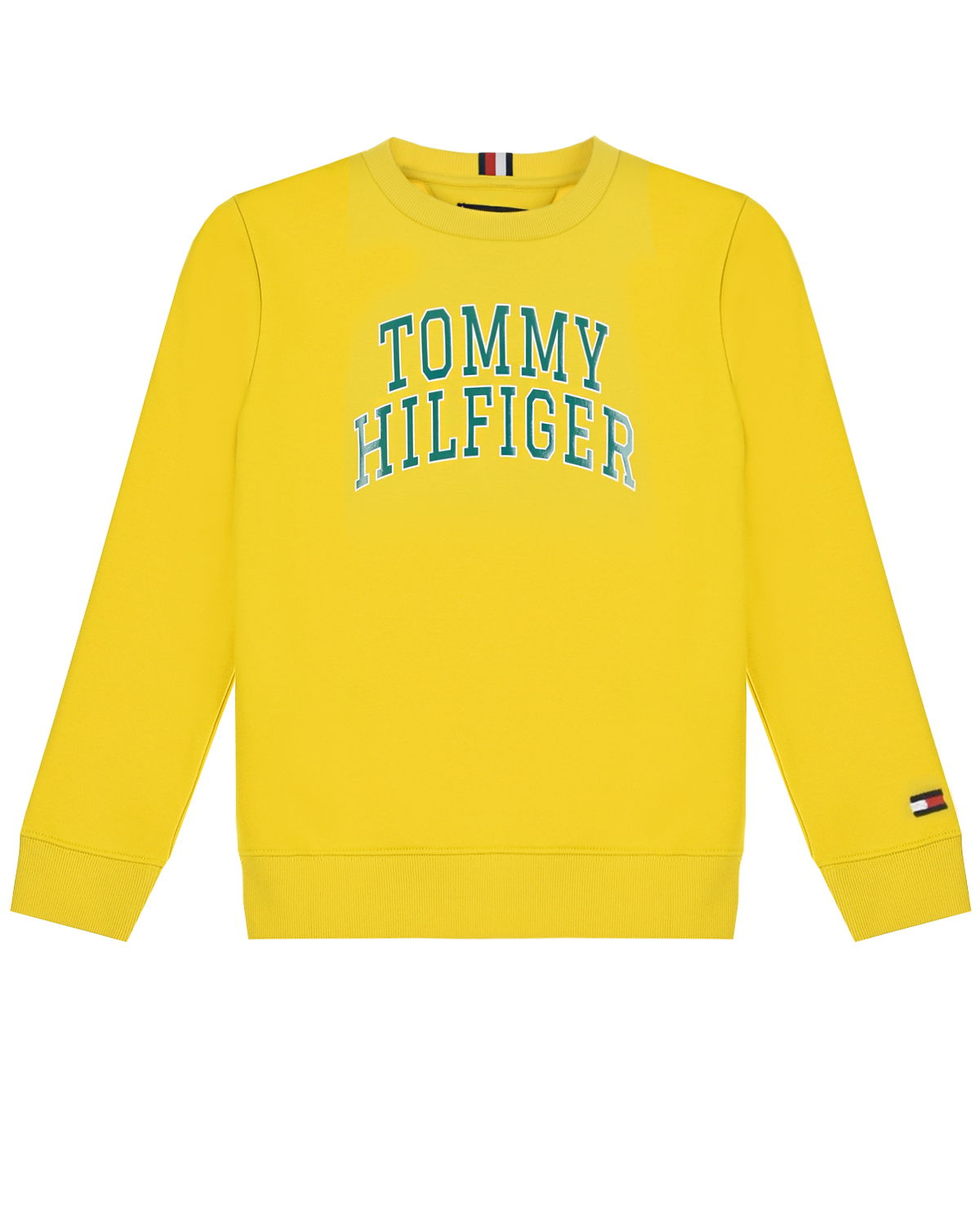 Купить Желтый свитшот с синим логотипом Tommy Hilfiger детский, 58%хлопок+42%полиэстер