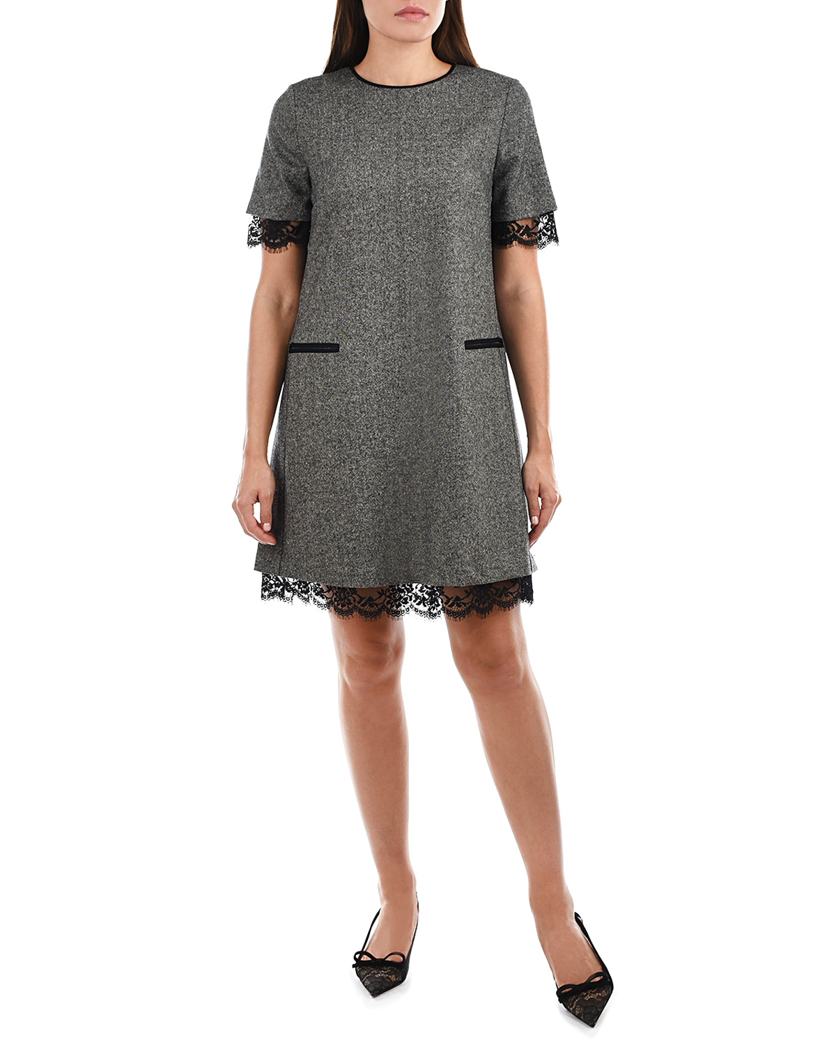 Серое платье из твида TWINSET, размер 42, цвет серый - фото 2