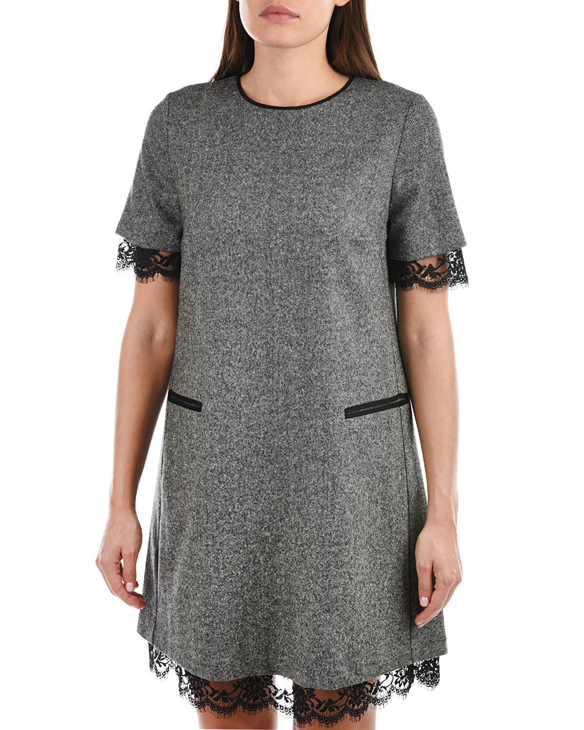 Серое платье из твида TWINSET, размер 42, цвет серый - фото 7