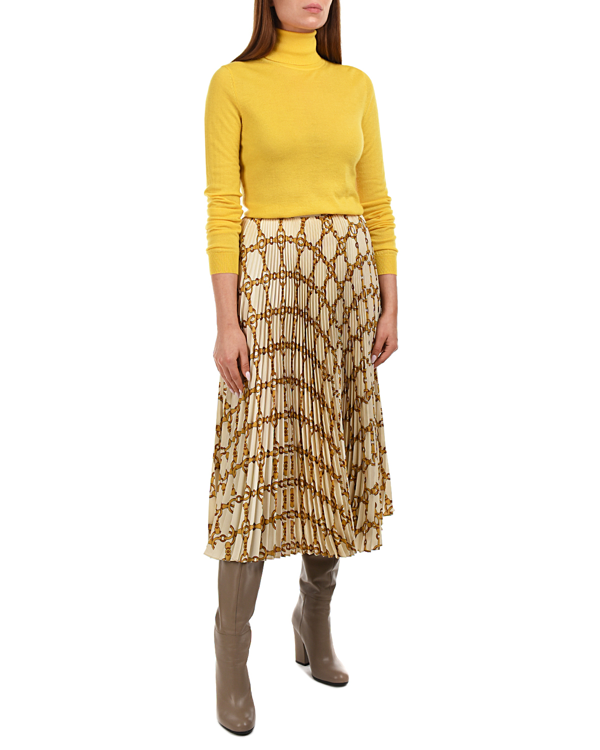 Плиссированная юбка с принтом "цепи" TWINSET, размер 40, цвет нет цвета - фото 3
