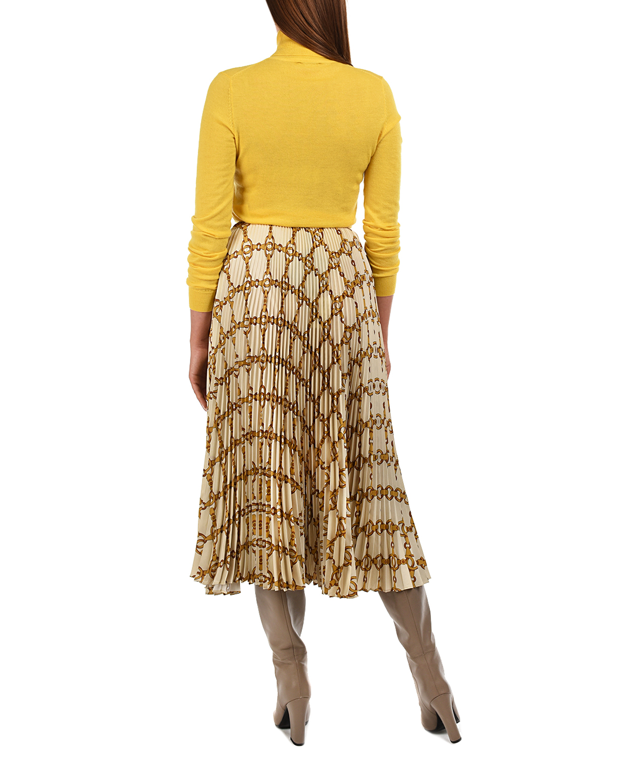 Плиссированная юбка с принтом "цепи" TWINSET, размер 40, цвет нет цвета - фото 4