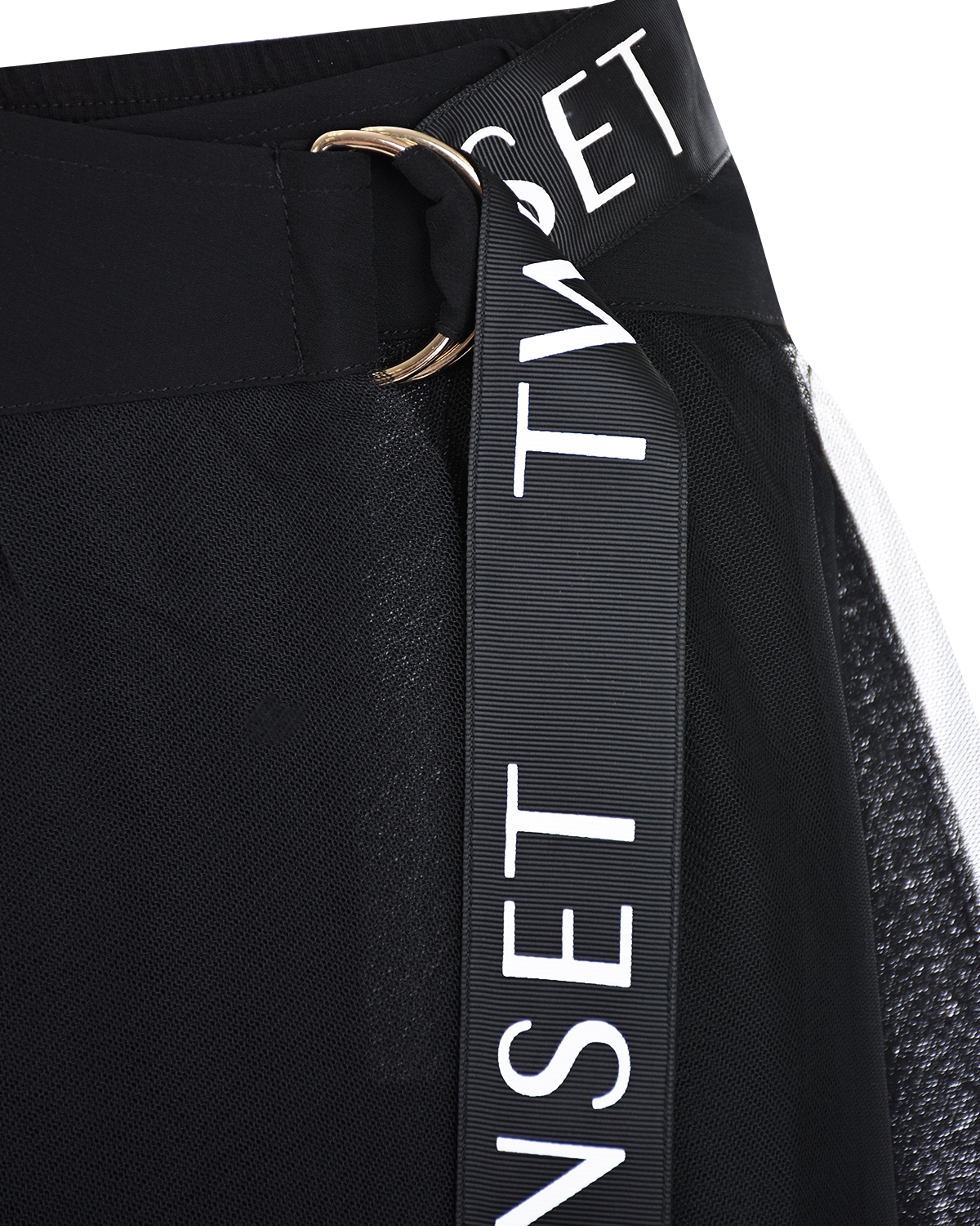 Черная юбка с логотипом на поясе TWINSET, размер 40, цвет черный - фото 7