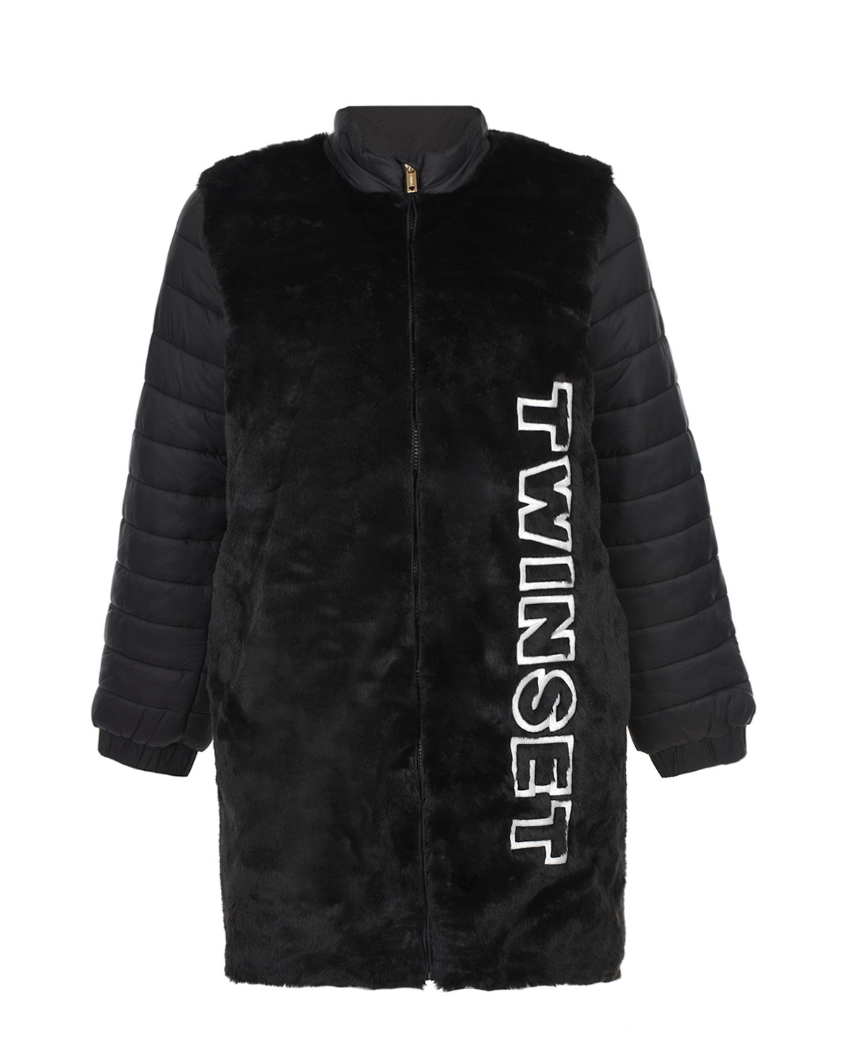 

Черное пальто из эко-меха TWINSET детское, Черный, Черное пальто из эко-меха TWINSET детское