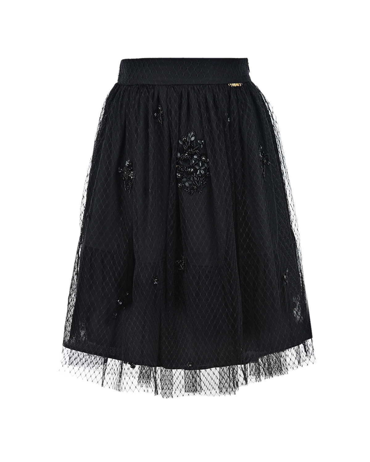 Черная юбка со стразами TWINSET детская, размер 140, цвет черный - фото 1