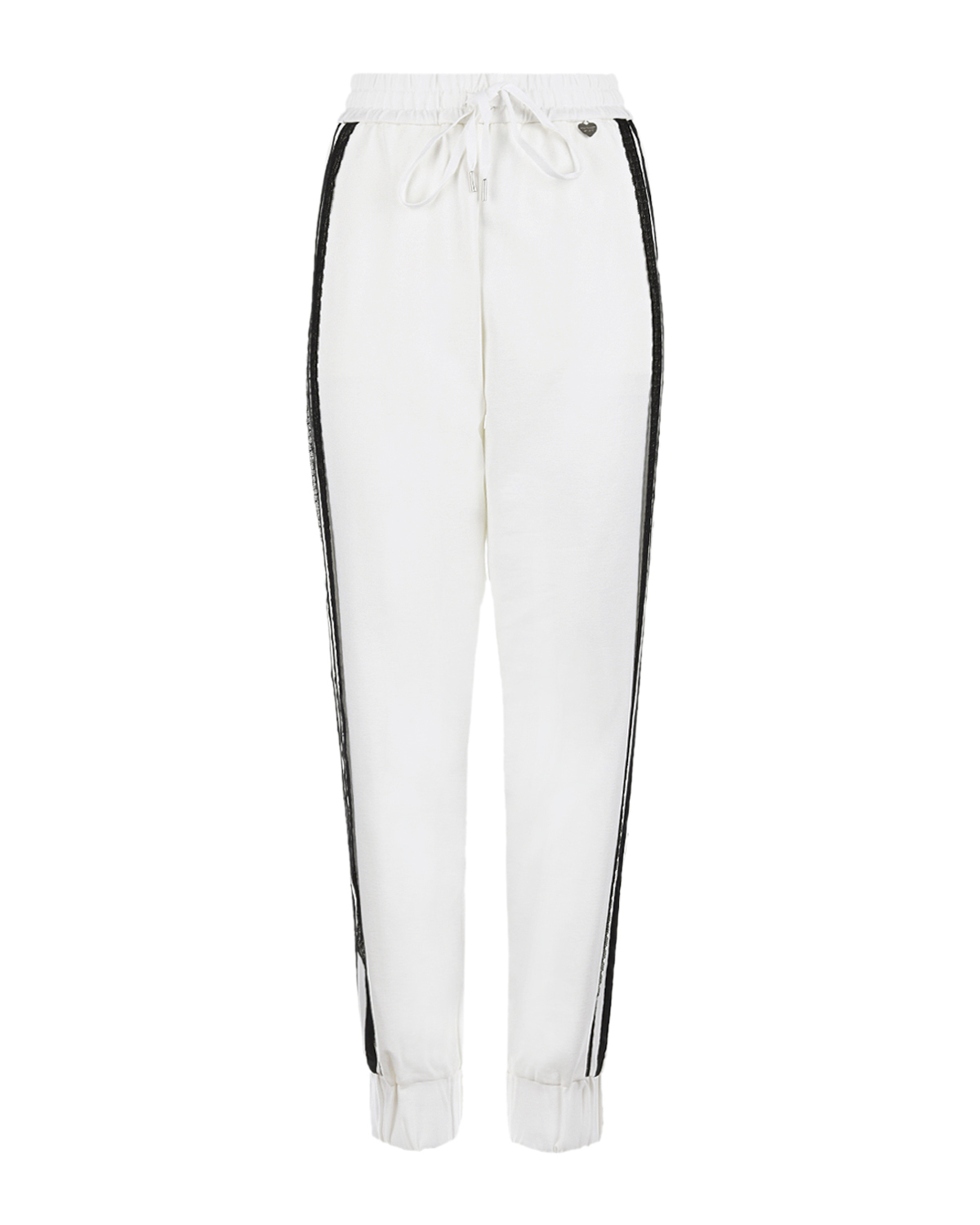 Белые спортивные брюки с черными лампасами TWINSET, размер 42, цвет белый - фото 1