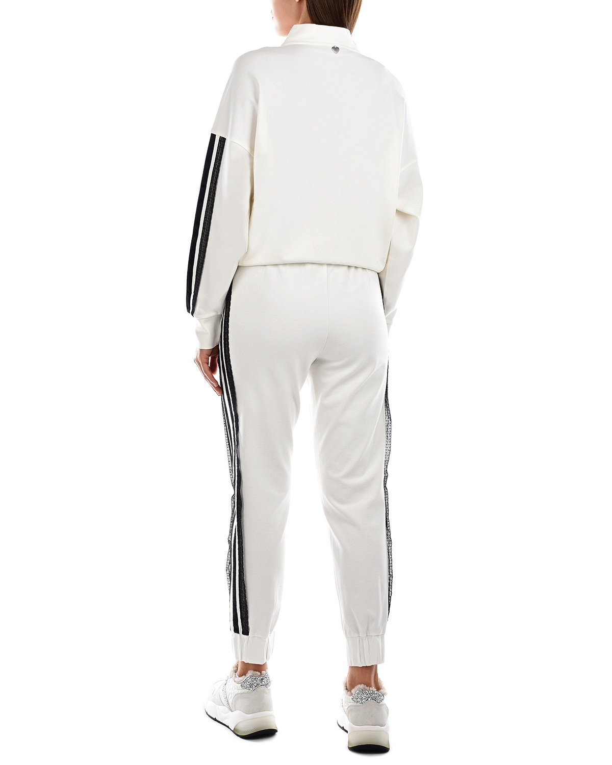 Белые спортивные брюки с черными лампасами TWINSET, размер 42, цвет белый - фото 3