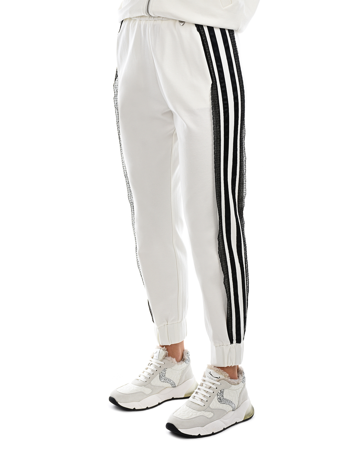 Белые спортивные брюки с черными лампасами TWINSET, размер 42, цвет белый - фото 7