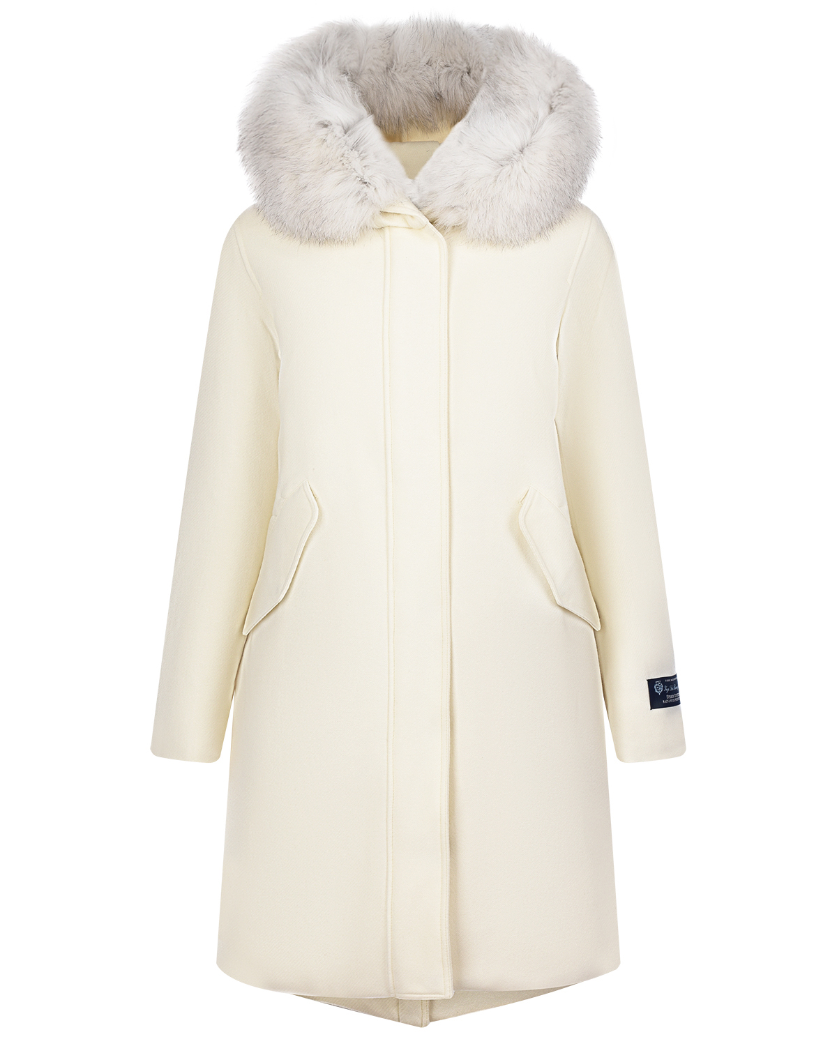 Белое пальто с меховой отделкой Woolrich, размер 42, цвет белый - фото 1