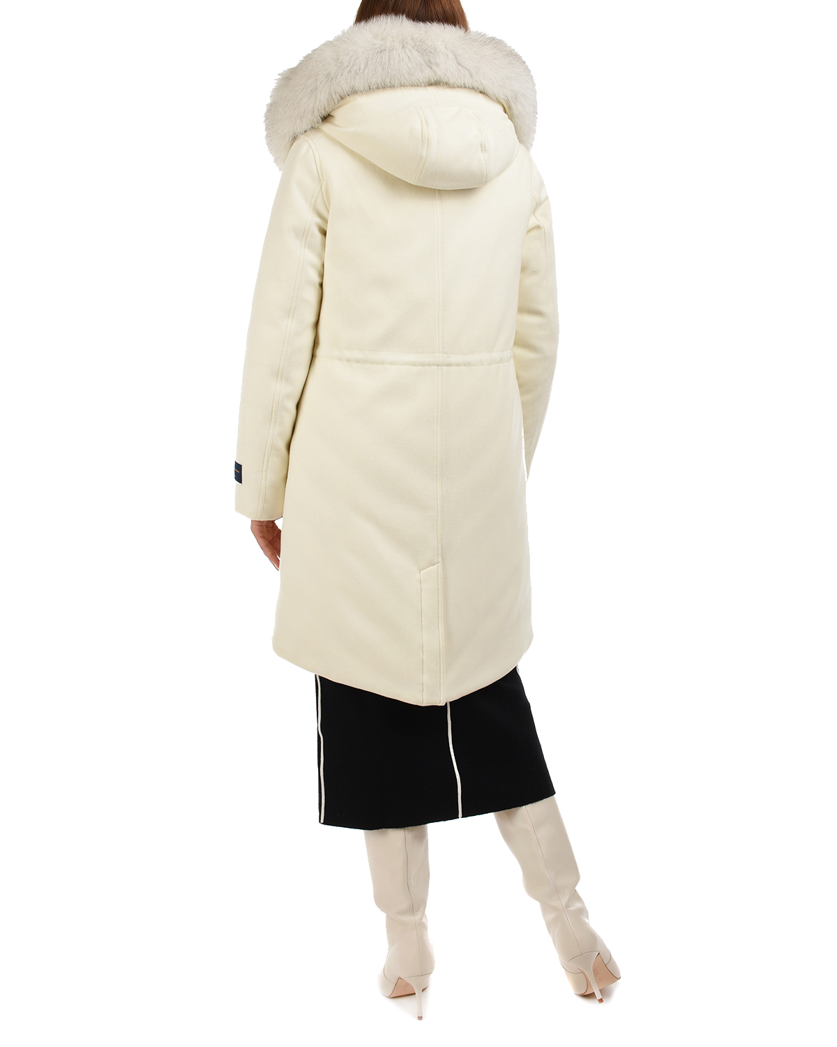 Белое пальто с меховой отделкой Woolrich, размер 42, цвет белый - фото 3