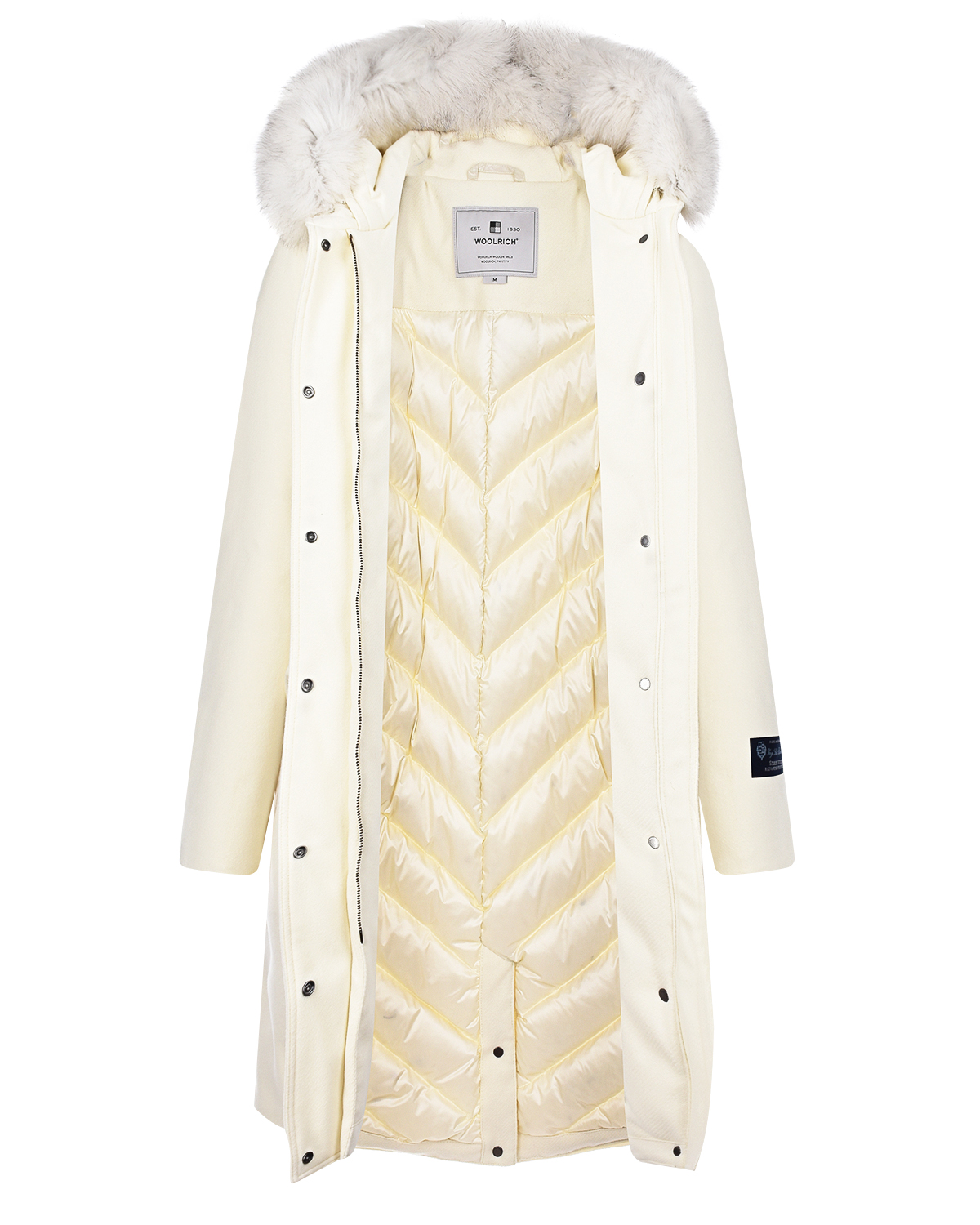 Белое пальто с меховой отделкой Woolrich, размер 42, цвет белый - фото 5