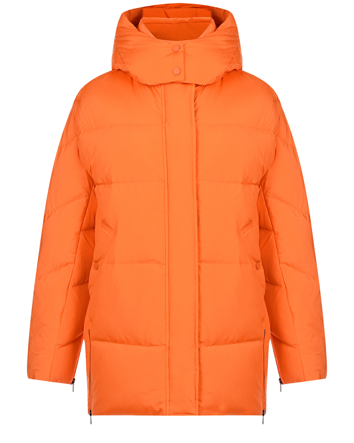 Оранжевое пальто-пуховик с капюшоном Woolrich, размер 44, цвет оранжевый