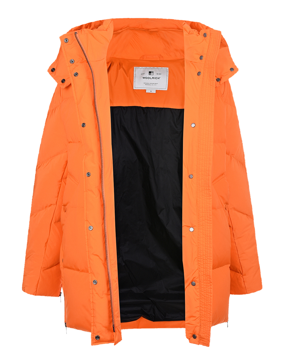 Оранжевое пальто-пуховик с капюшоном Woolrich, размер 44, цвет оранжевый - фото 6