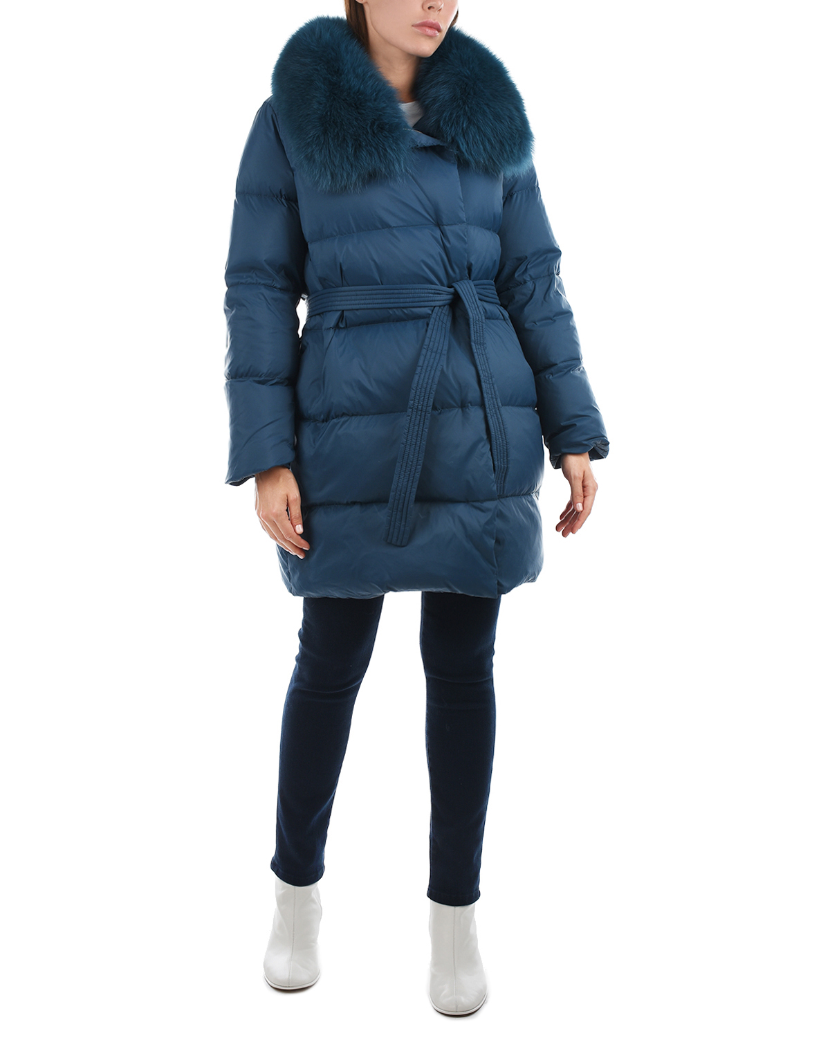 Пальто изумрудного цвета с меховой отделкой Yves Salomon, размер 38 - фото 5