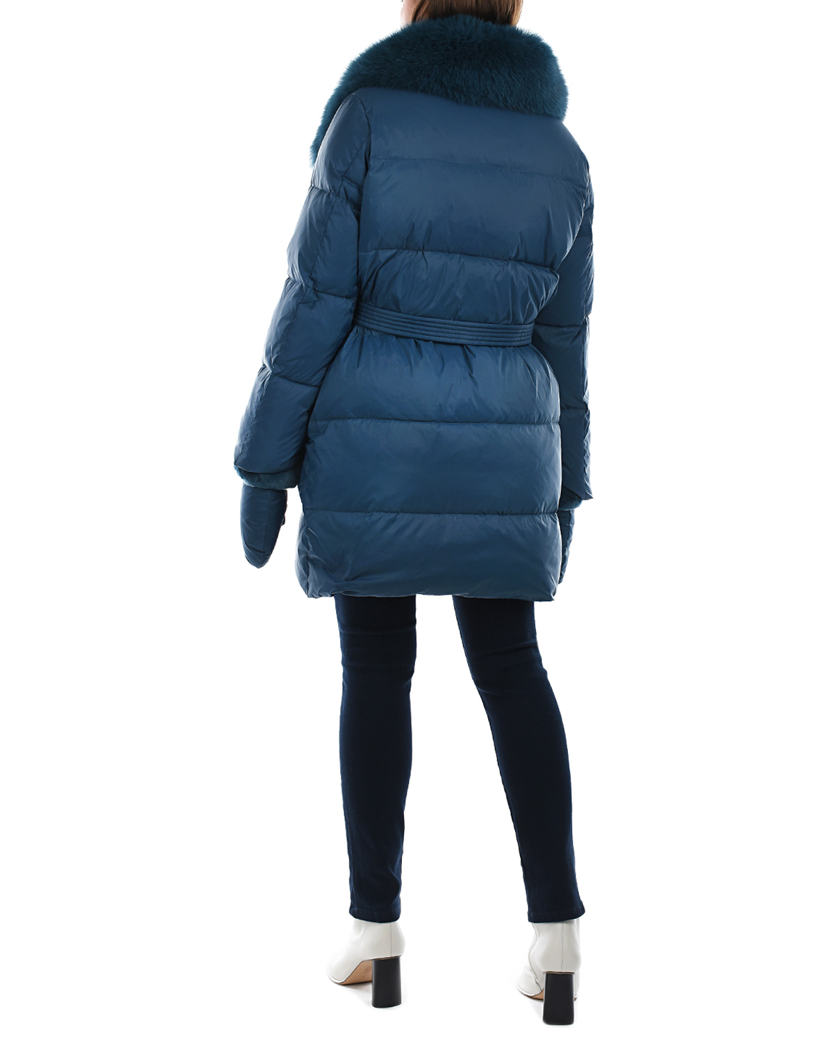 Пальто изумрудного цвета с меховой отделкой Yves Salomon, размер 38 - фото 8