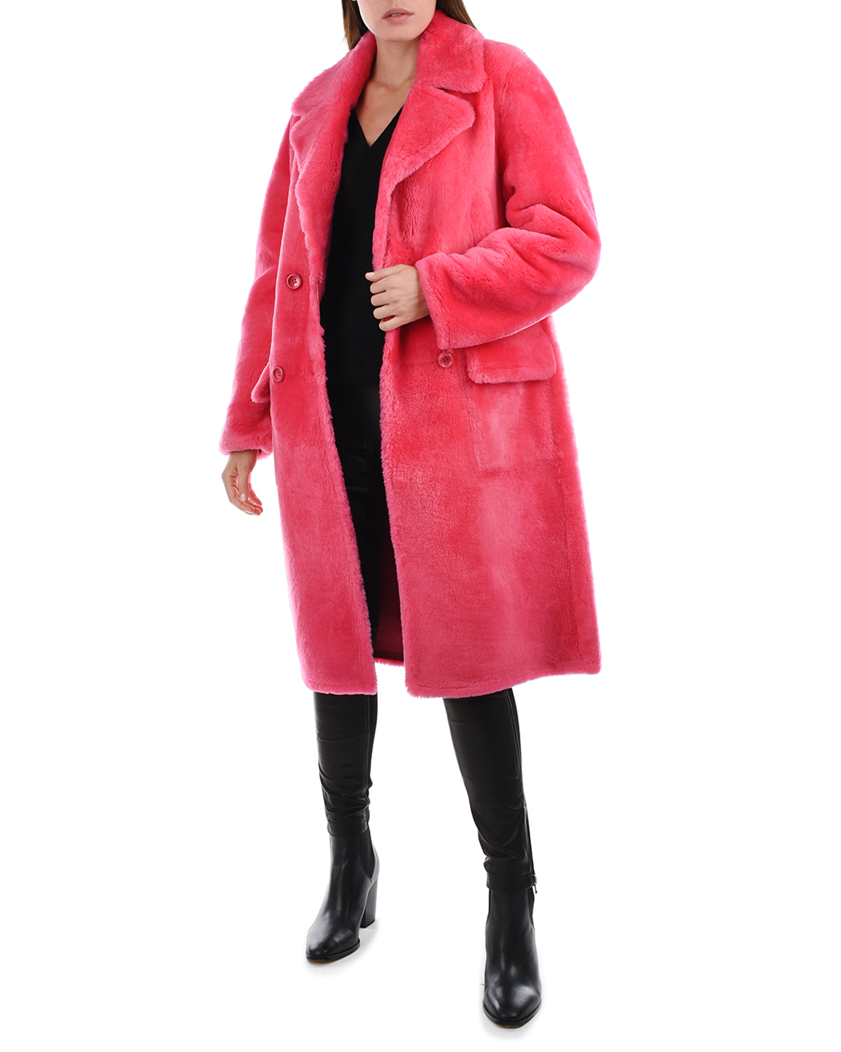Двубортное меховое пальто Yves Salomon, размер 36, цвет нет цвета - фото 2