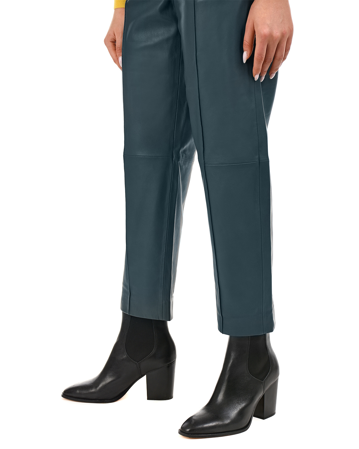 Укороченные брюки из кожи Yves Salomon, размер 36, цвет нет цвета - фото 7