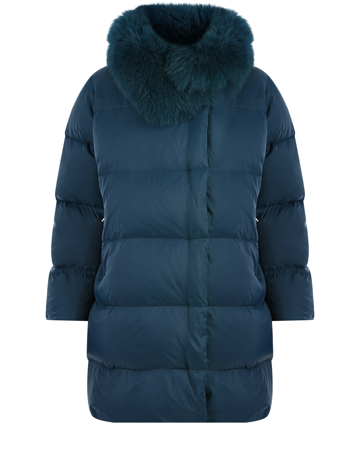 Пальто изумрудного цвета с меховой отделкой Yves Salomon, размер 38 - фото 1