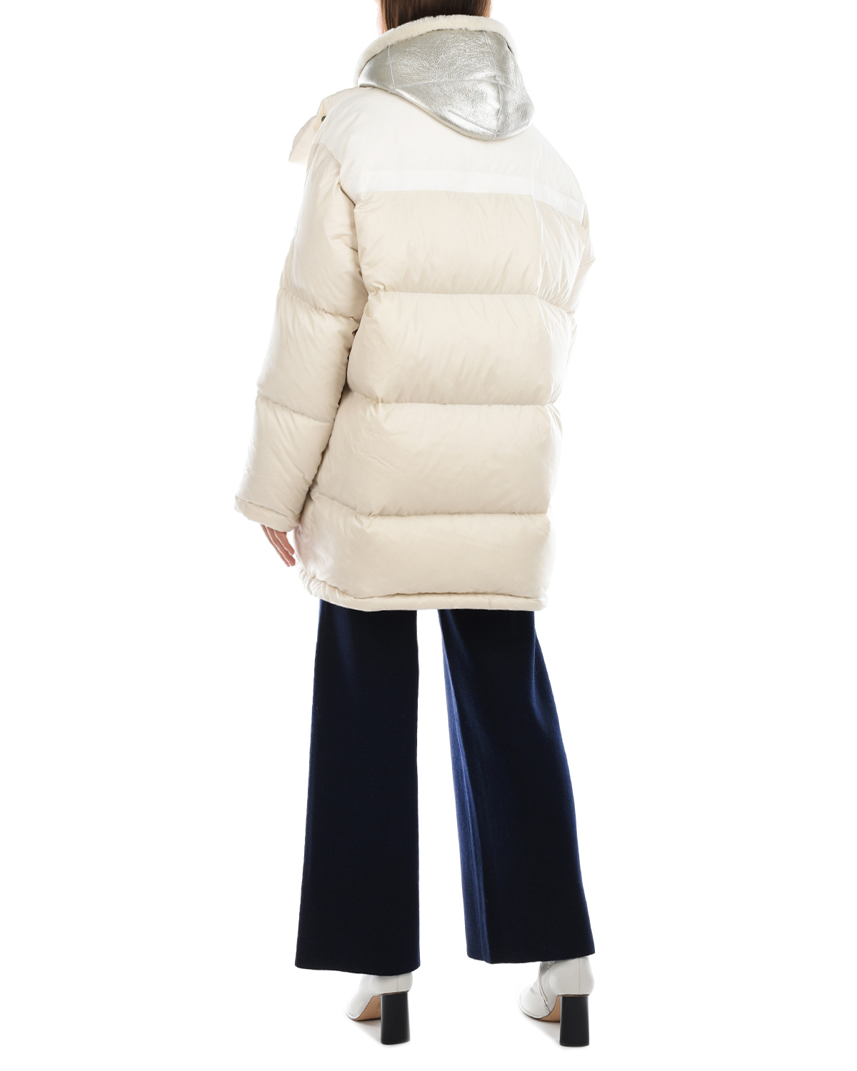 Пуховое пальто 2 в 1 Yves Salomon, размер 38, цвет белый - фото 4