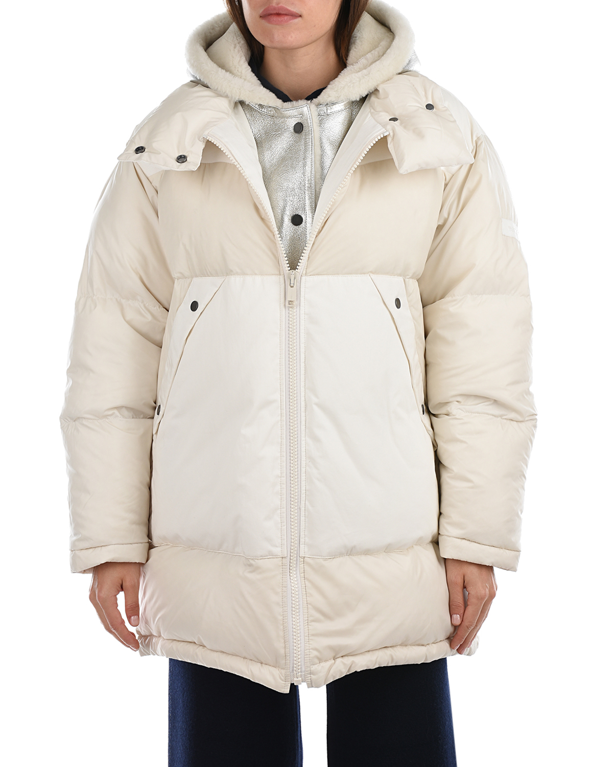 Пуховое пальто 2 в 1 Yves Salomon, размер 38, цвет белый - фото 8