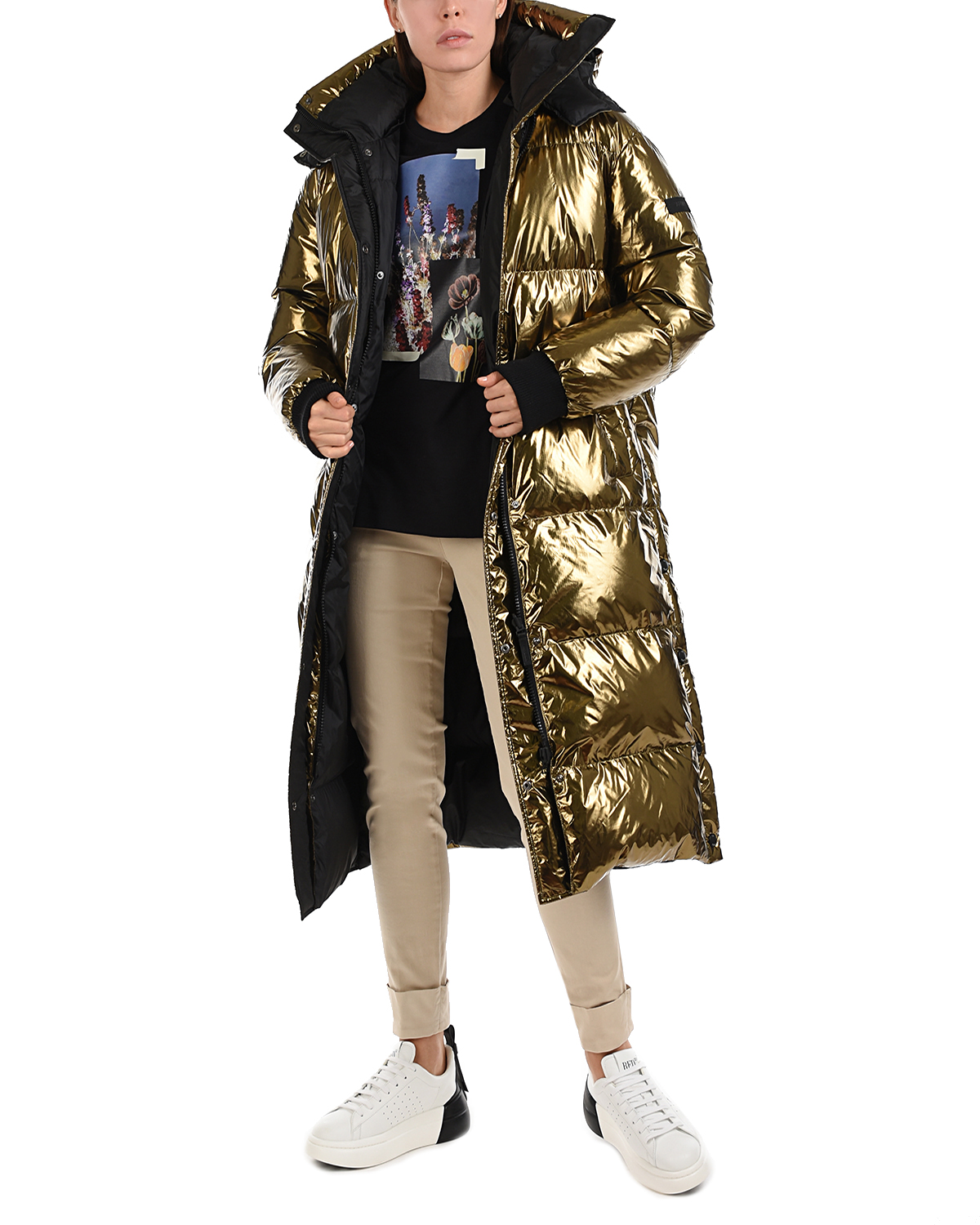 Двусторонее пуховое пальто Yves Salomon, размер 38, цвет золотой - фото 2