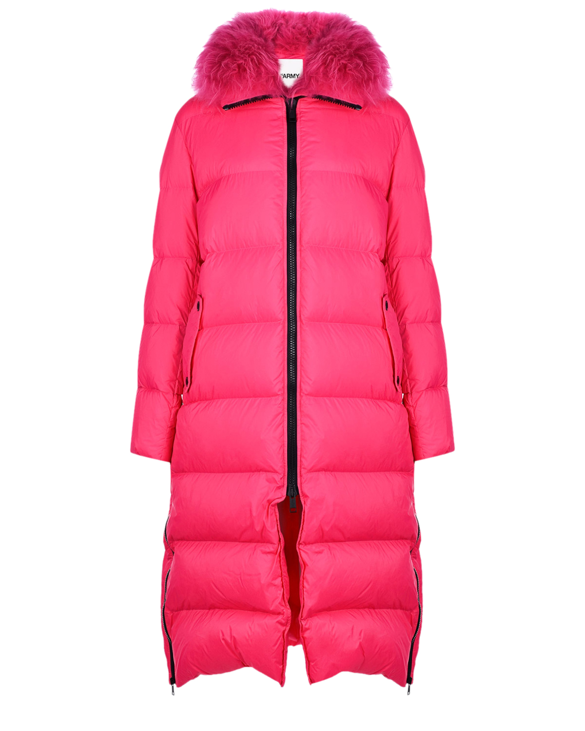 Розовое пальто-пуховик с меховой отделкой Yves Salomon, размер 36, цвет нет цвета - фото 1