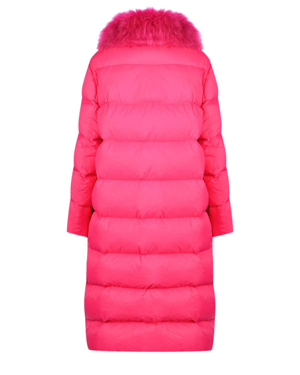 Розовое пальто-пуховик с меховой отделкой Yves Salomon, размер 36, цвет нет цвета - фото 4