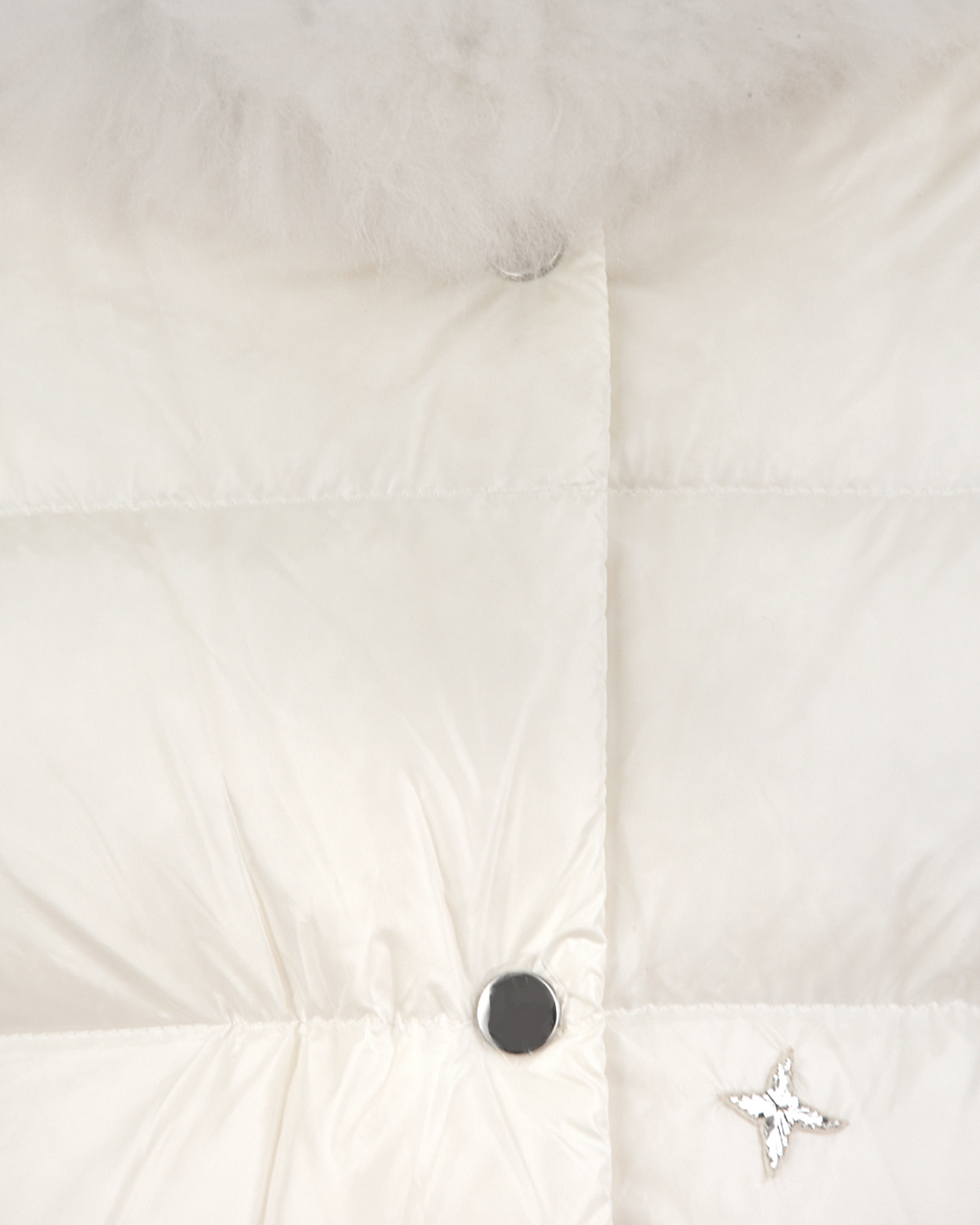 Белый пуховик для девочек Yves Salomon детский, размер 128 - фото 3