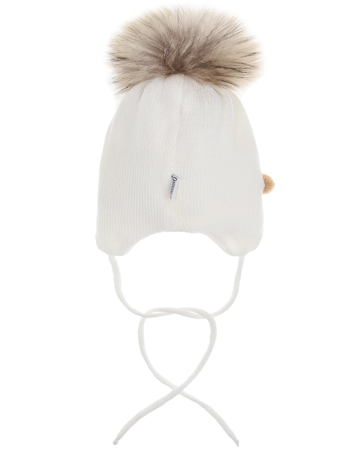 Шерстяная шапка с декором "котенок и клубок" Il Trenino детская, размер 37/39, цвет белый - фото 2