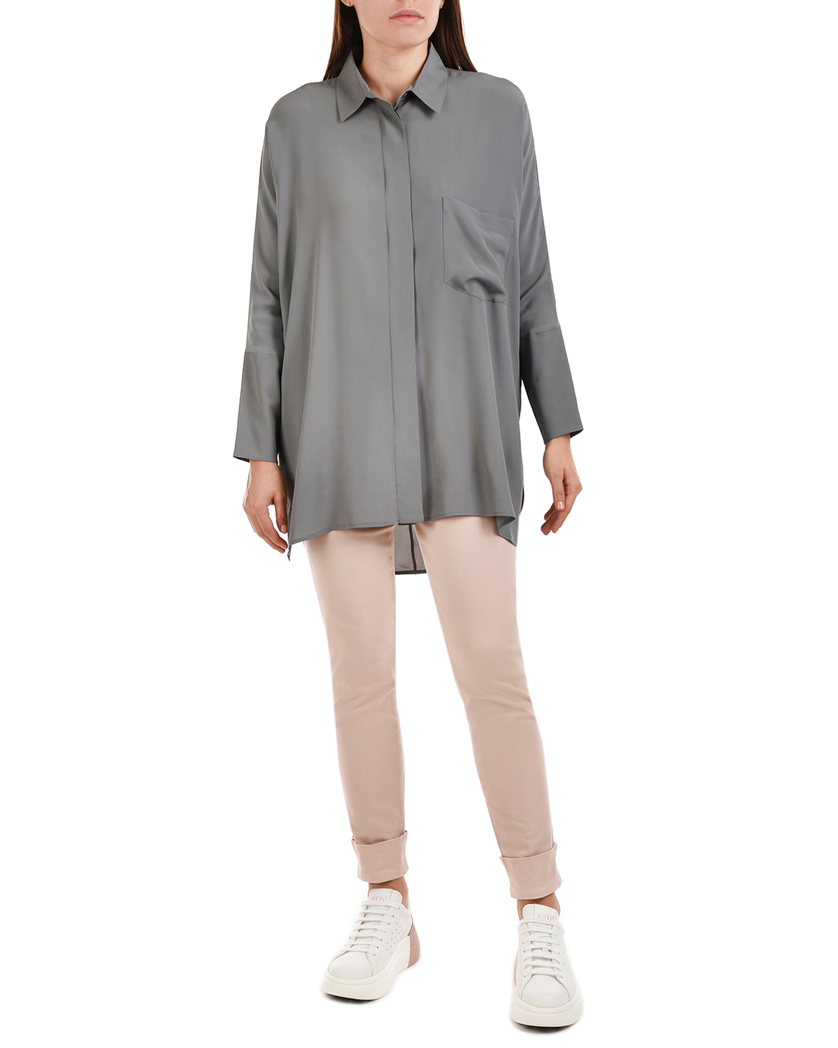 Серая рубашка с асимметричным подолом Panicale, размер 42, цвет серый - фото 3