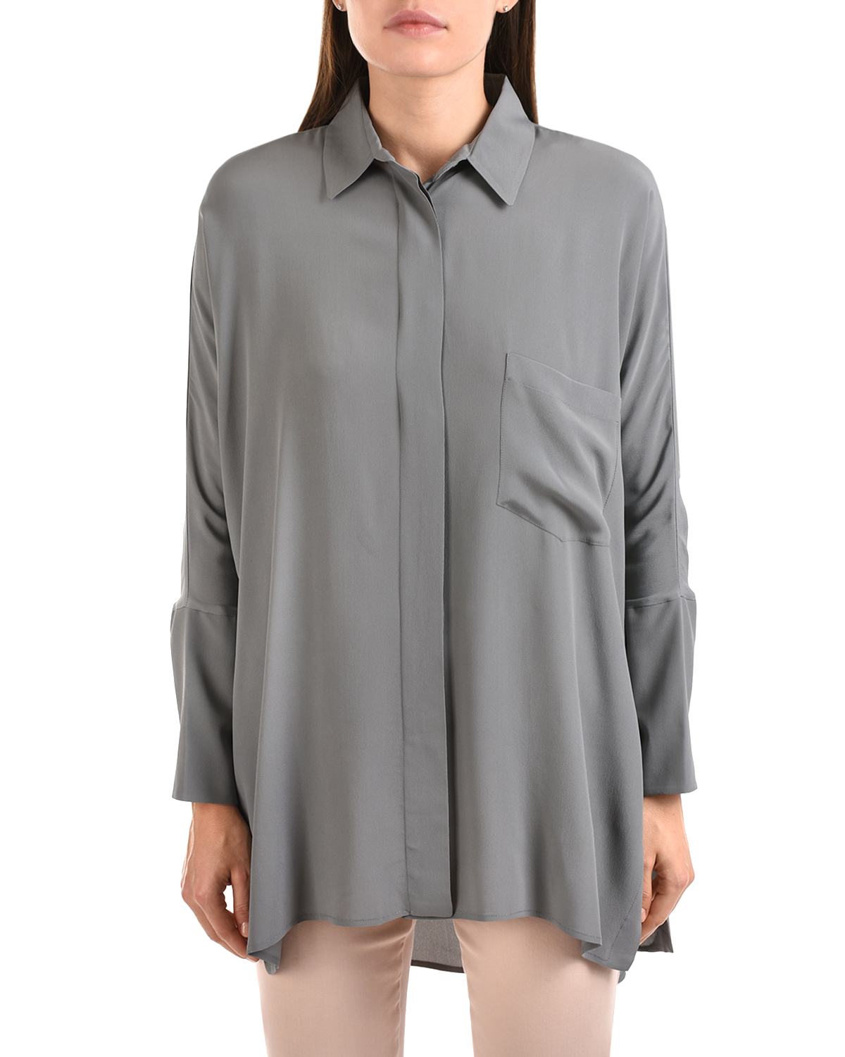 Серая рубашка с асимметричным подолом Panicale, размер 42, цвет серый - фото 8