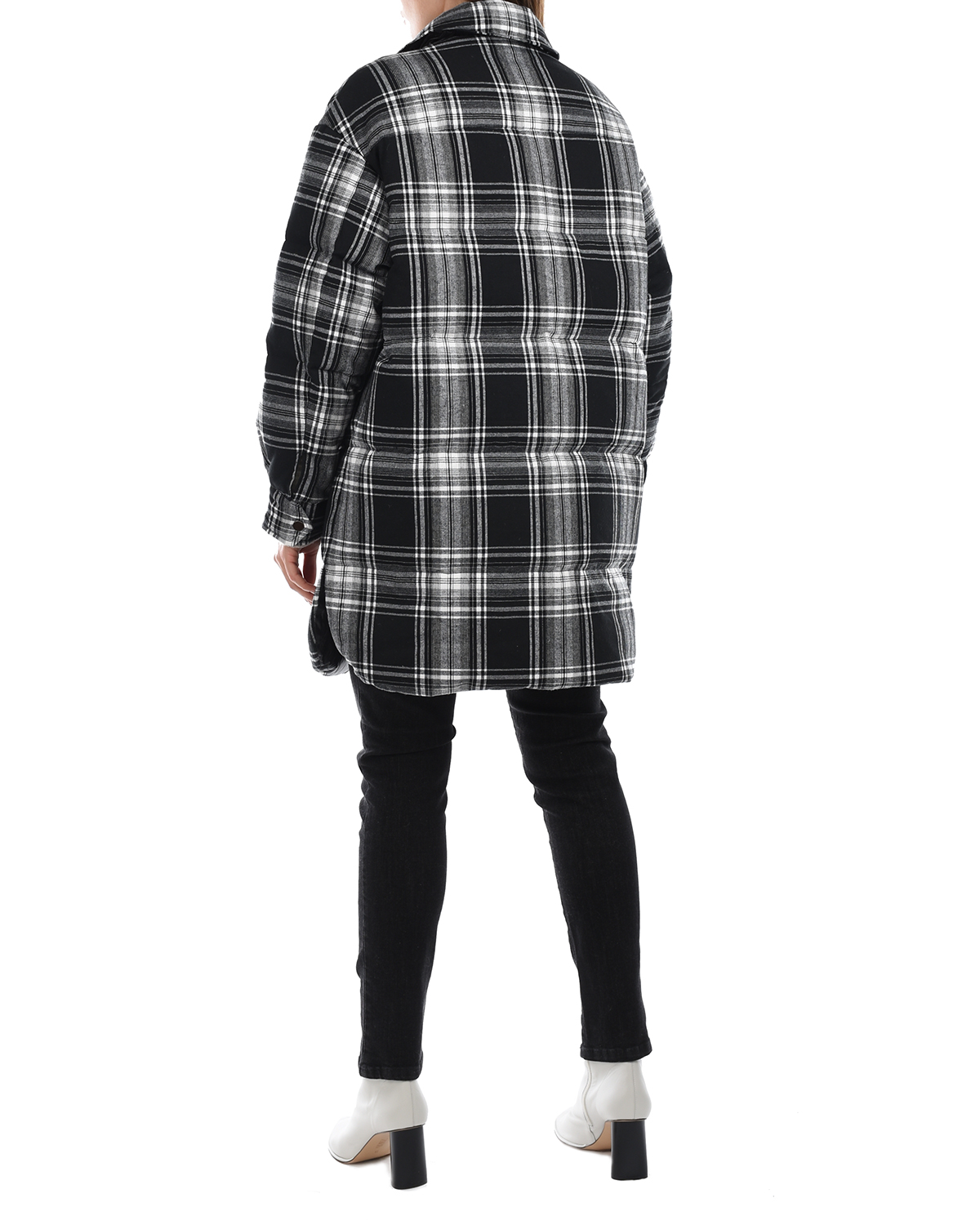 Пальто имитирующее рубашку в клетку Parosh, размер 42, цвет черный - фото 4