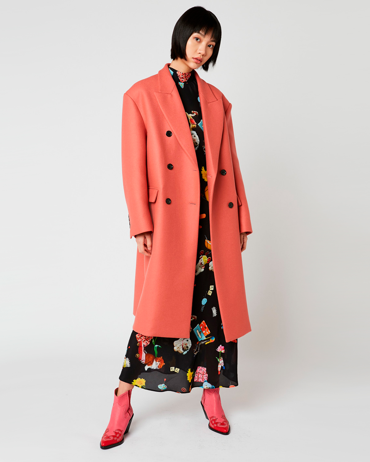 Двубортное пальто oversize Paul&Joe, размер 40, цвет розовый - фото 4