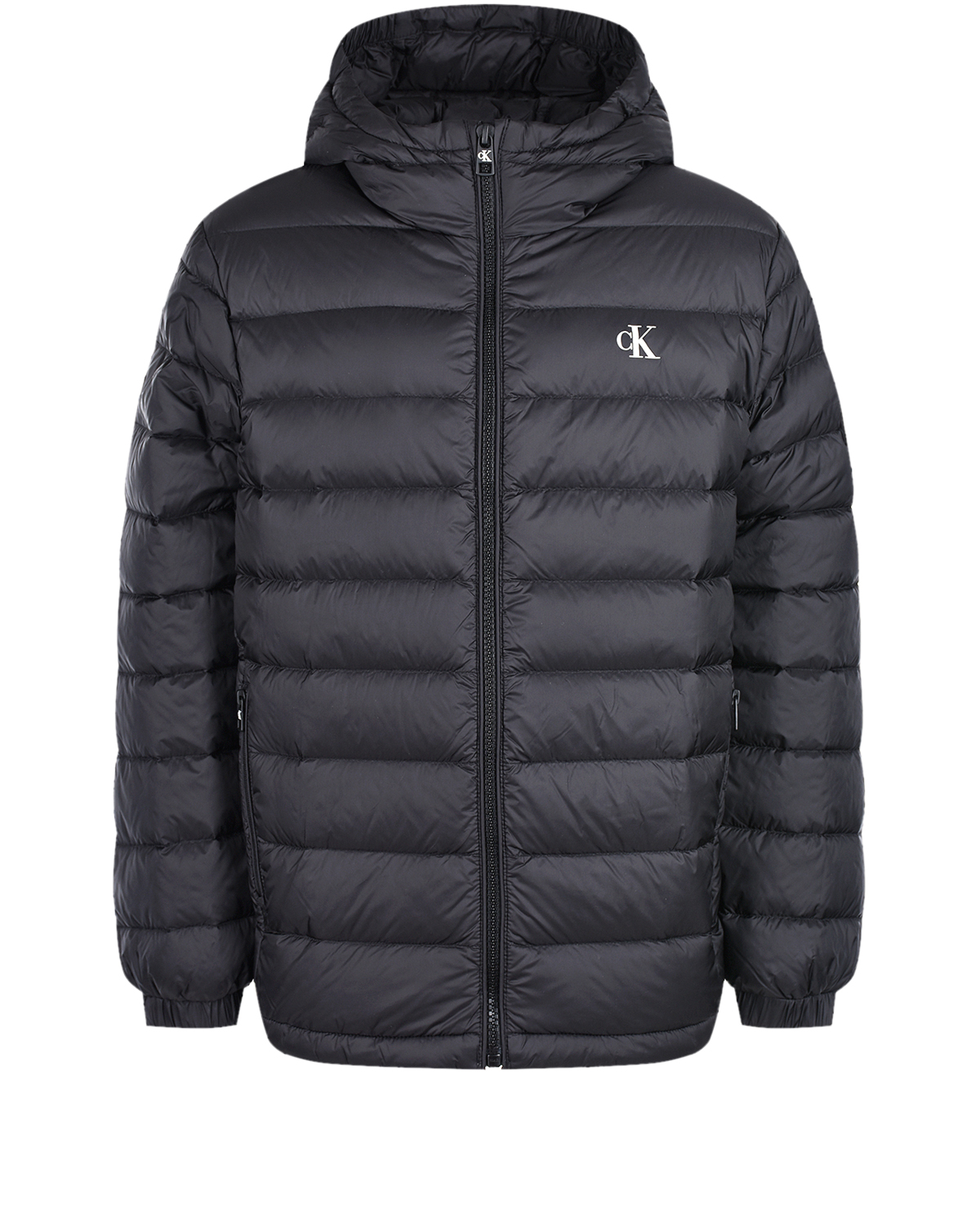 Черная стеганая куртка-пуховик Calvin Klein детская, размер 140, цвет нет цвета - фото 1