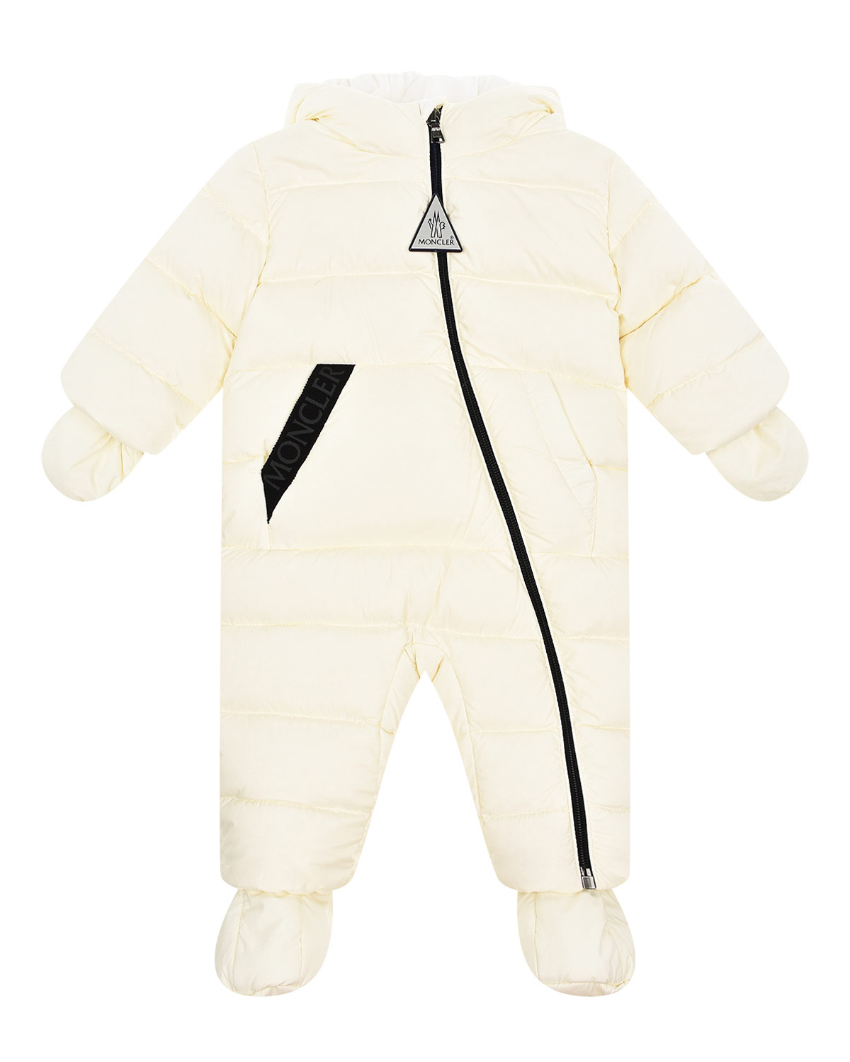 Белый комбинезон с логотипом Moncler детский, размер 62, цвет кремовый - фото 1