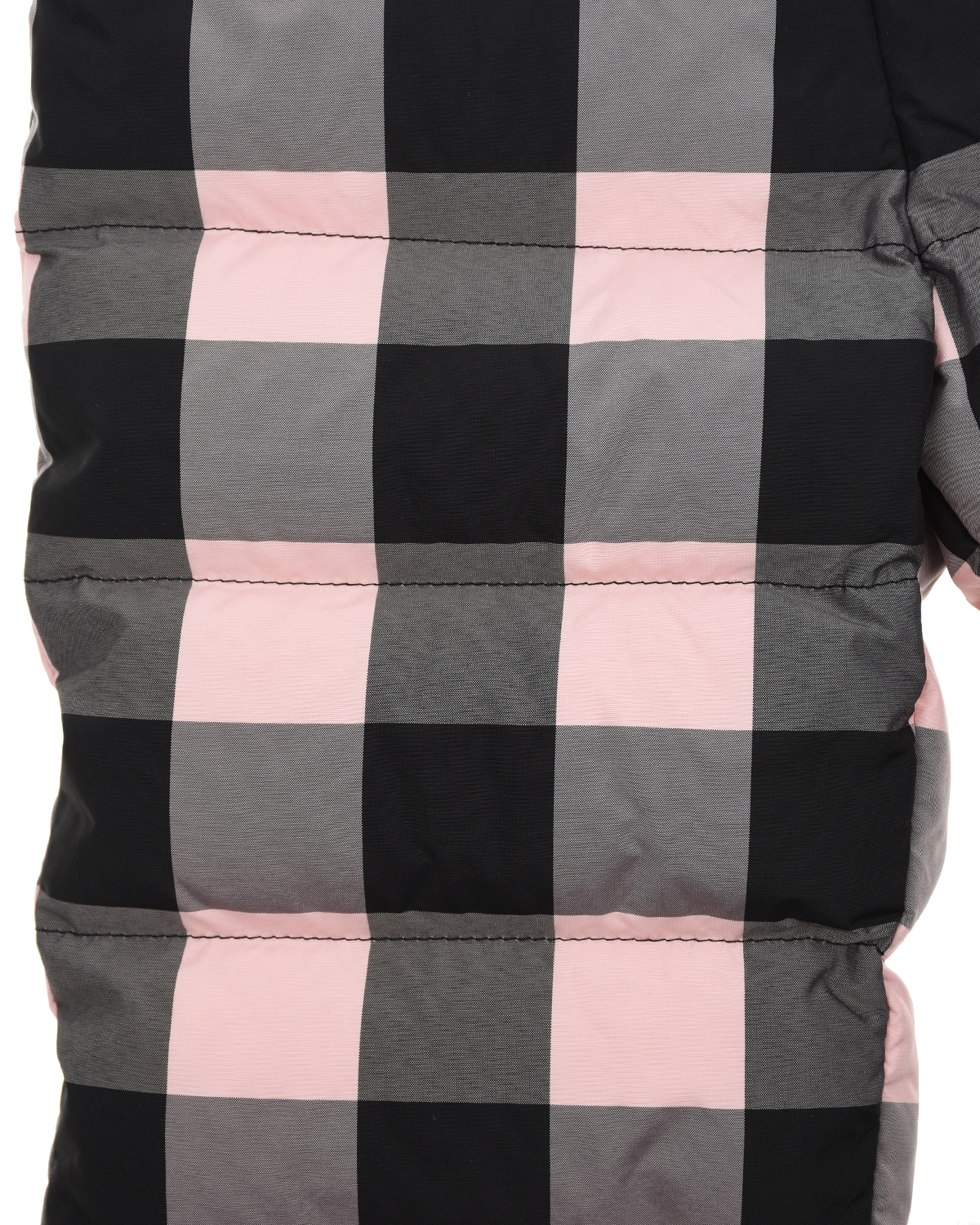 Комплект в черно-розовую клетку с меховой отделкой Moncler детский, размер 80, цвет розовый - фото 7