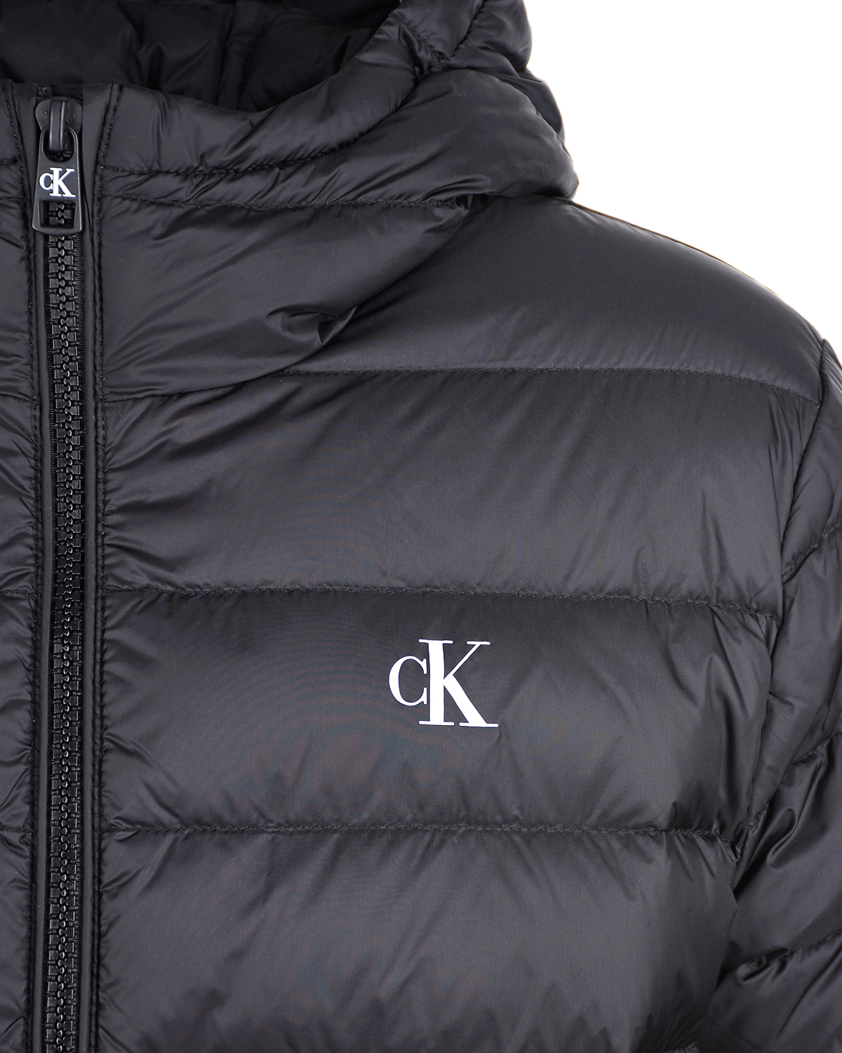 Черная стеганая куртка-пуховик Calvin Klein детская, размер 140, цвет нет цвета - фото 4