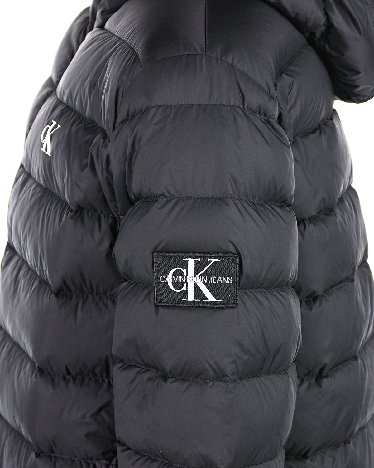 Черная стеганая куртка-пуховик Calvin Klein детская, размер 140, цвет нет цвета - фото 5