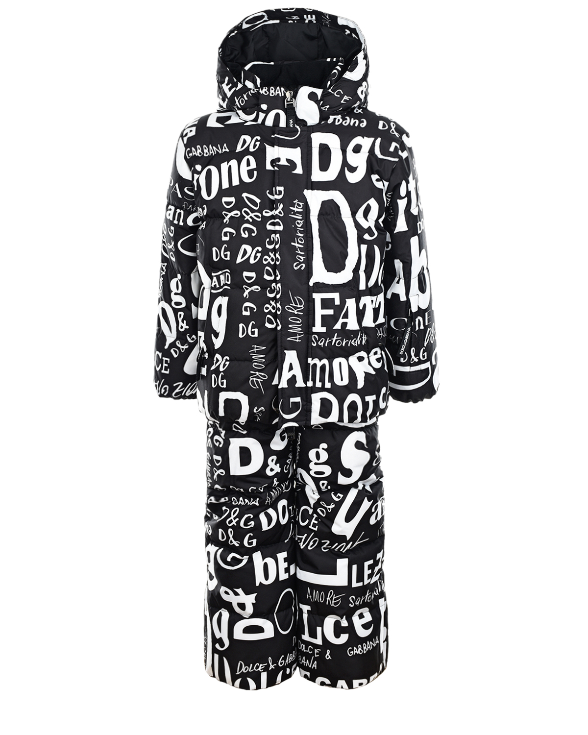 Черно-белый комплект (куртка + полукомбинезон) Dolce&Gabbana детское, размер 104, цвет нет цвета