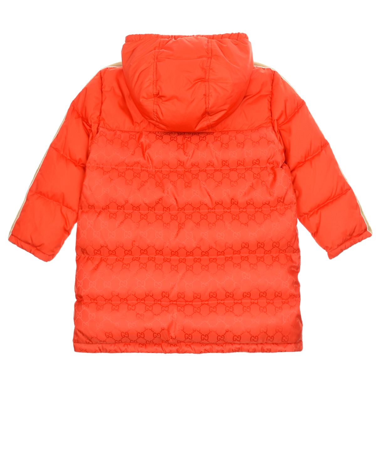 Пуховая куртка с трикотажными лампасами GUCCI детская, размер 92, цвет оранжевый - фото 2
