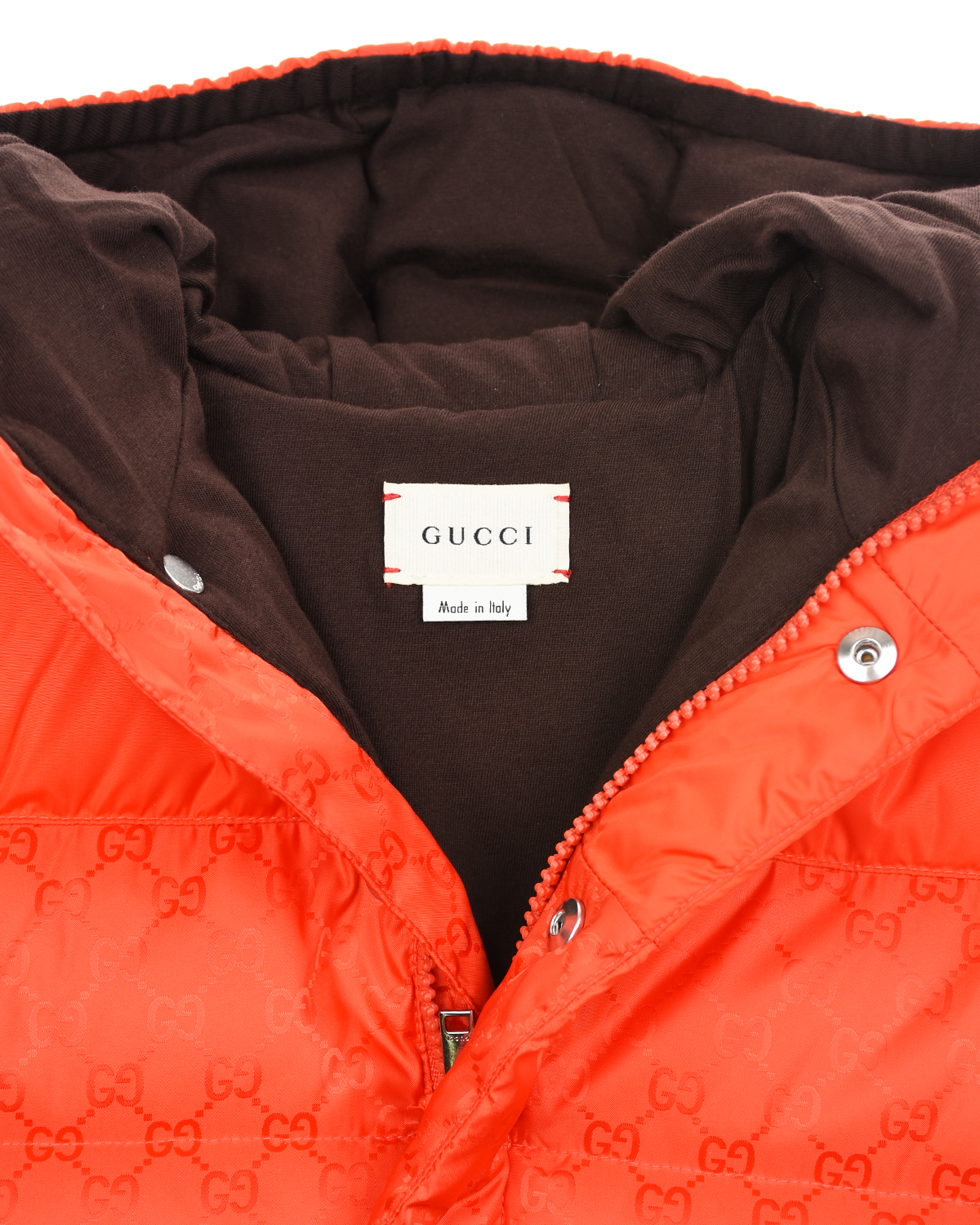 Пуховая куртка с трикотажными лампасами GUCCI детская, размер 92, цвет оранжевый - фото 4