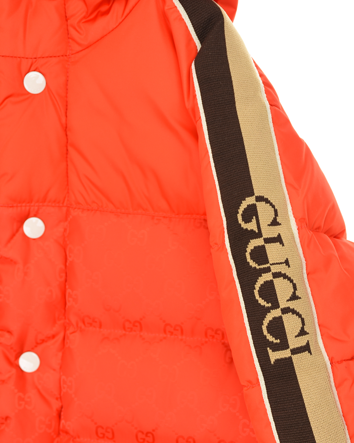 Пуховая куртка с трикотажными лампасами GUCCI детская, размер 92, цвет оранжевый - фото 6
