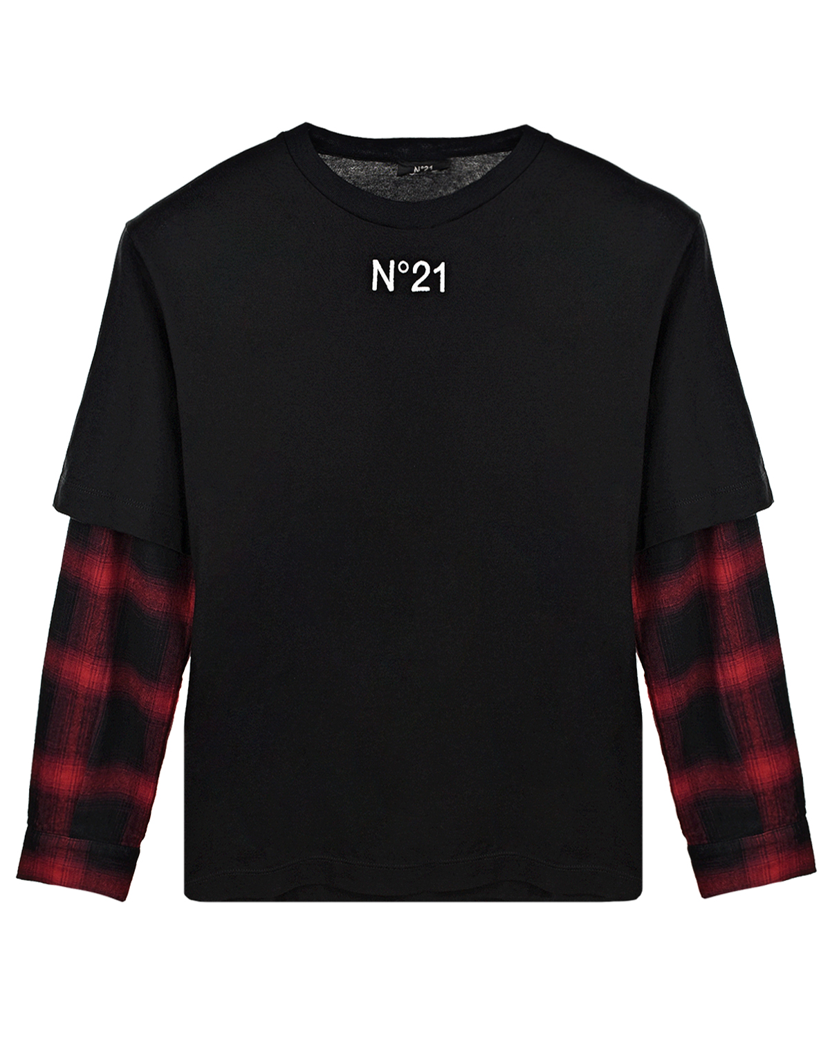 

Черная толстовка с рукавами в клетку No. 21 детская, Мультиколор, Черная толстовка с рукавами в клетку No. 21 детская