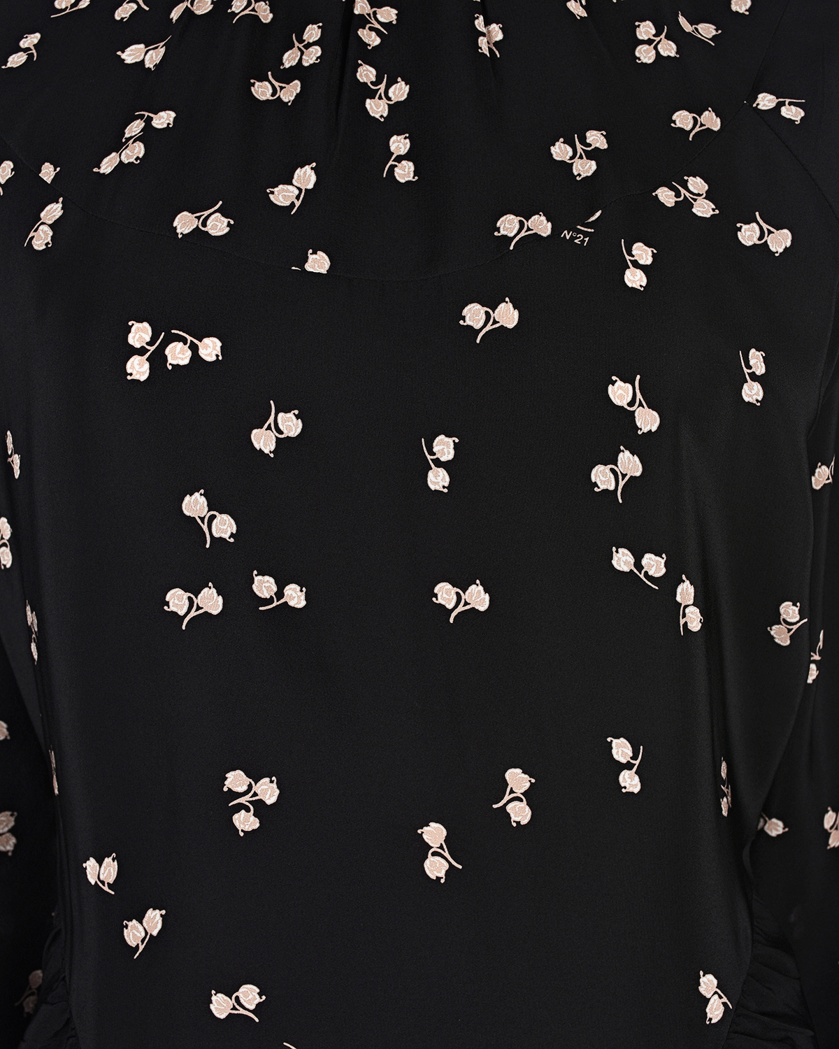 Черное платье с принтом "ландыши" No. 21, размер 40, цвет черный - фото 6