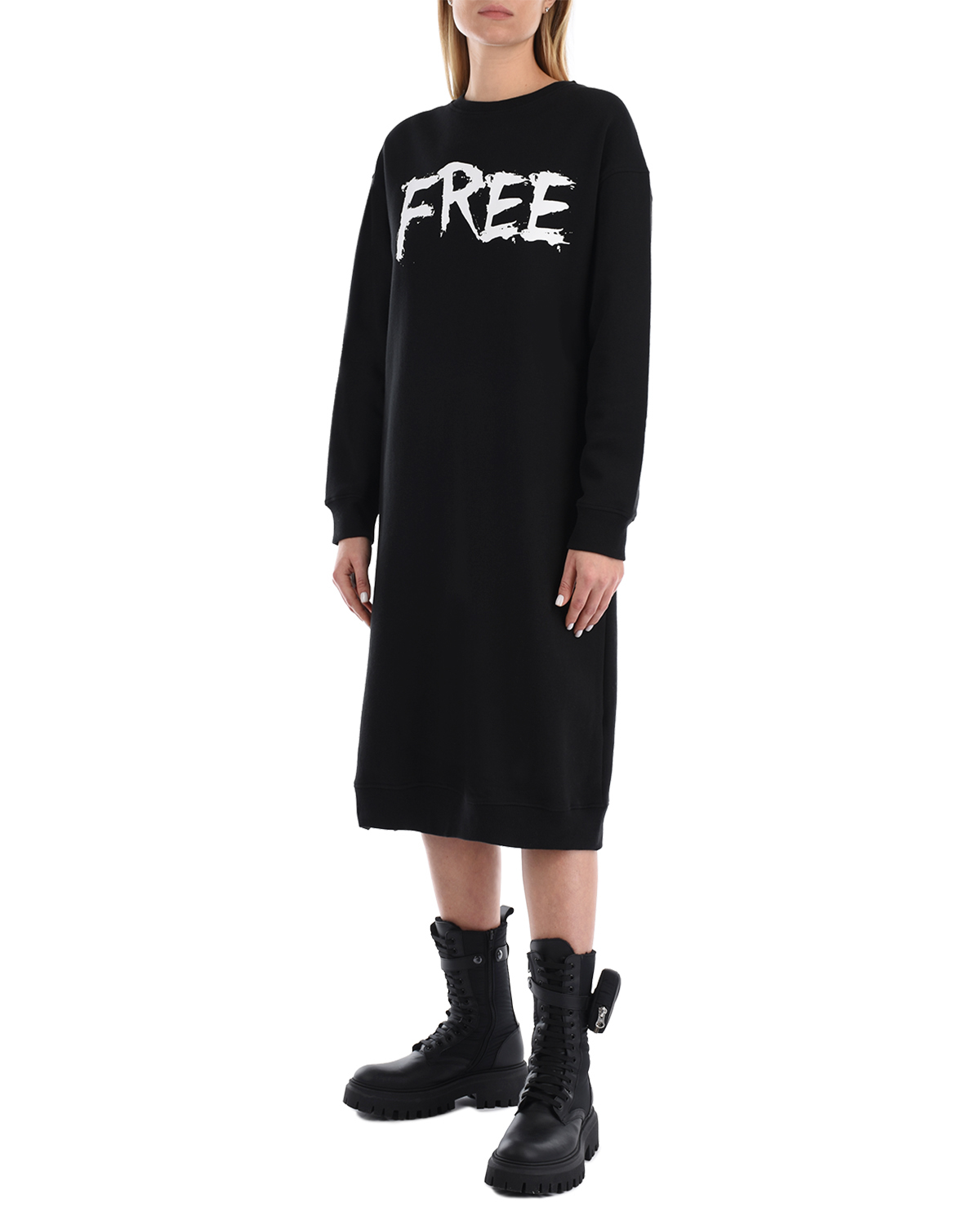 Черное платье с принтом "Free Love" 5 Preview, размер 38, цвет черный - фото 2