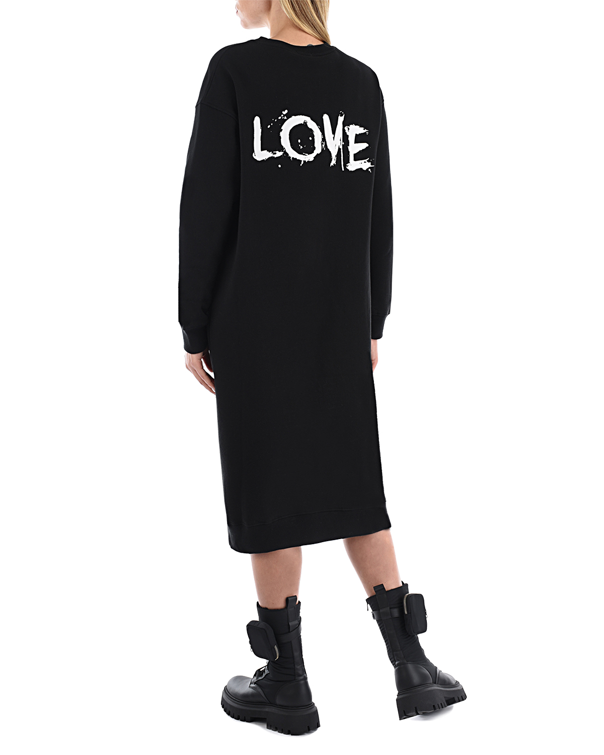 Черное платье с принтом "Free Love" 5 Preview, размер 38, цвет черный - фото 3