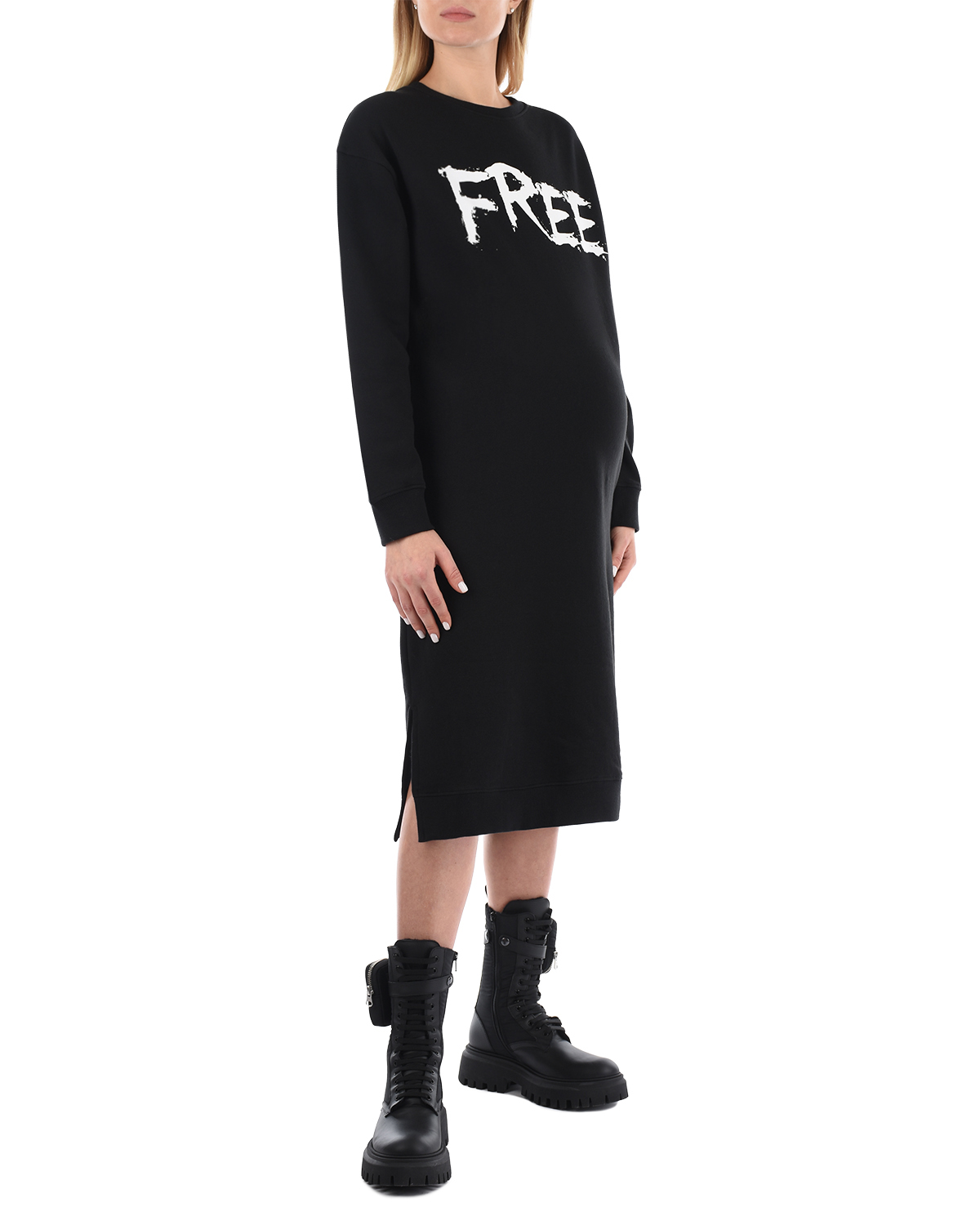 Черное платье с принтом "Free Love" 5 Preview, размер 38, цвет черный - фото 4