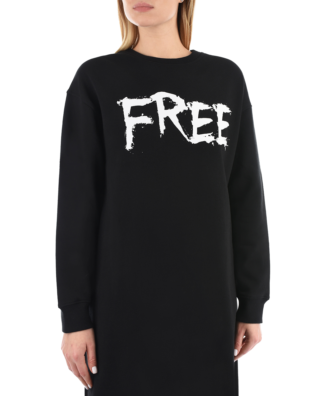 Черное платье с принтом "Free Love" 5 Preview, размер 38, цвет черный - фото 7
